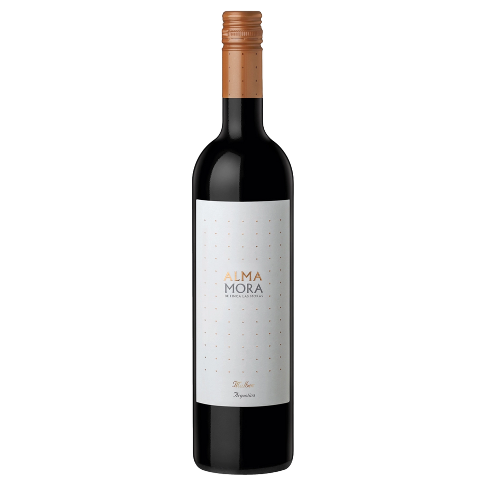 A bottle of 2025 Alma Mora Malbec 750ml Red Wine
