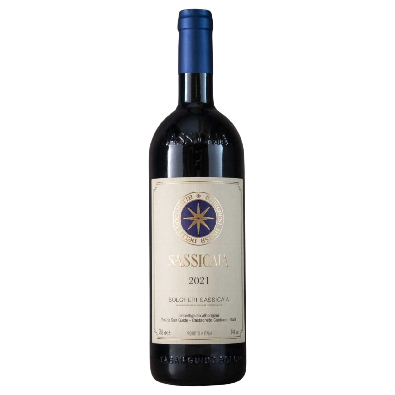 A bottle of 2021 Sassicaia 750ml Red Wine