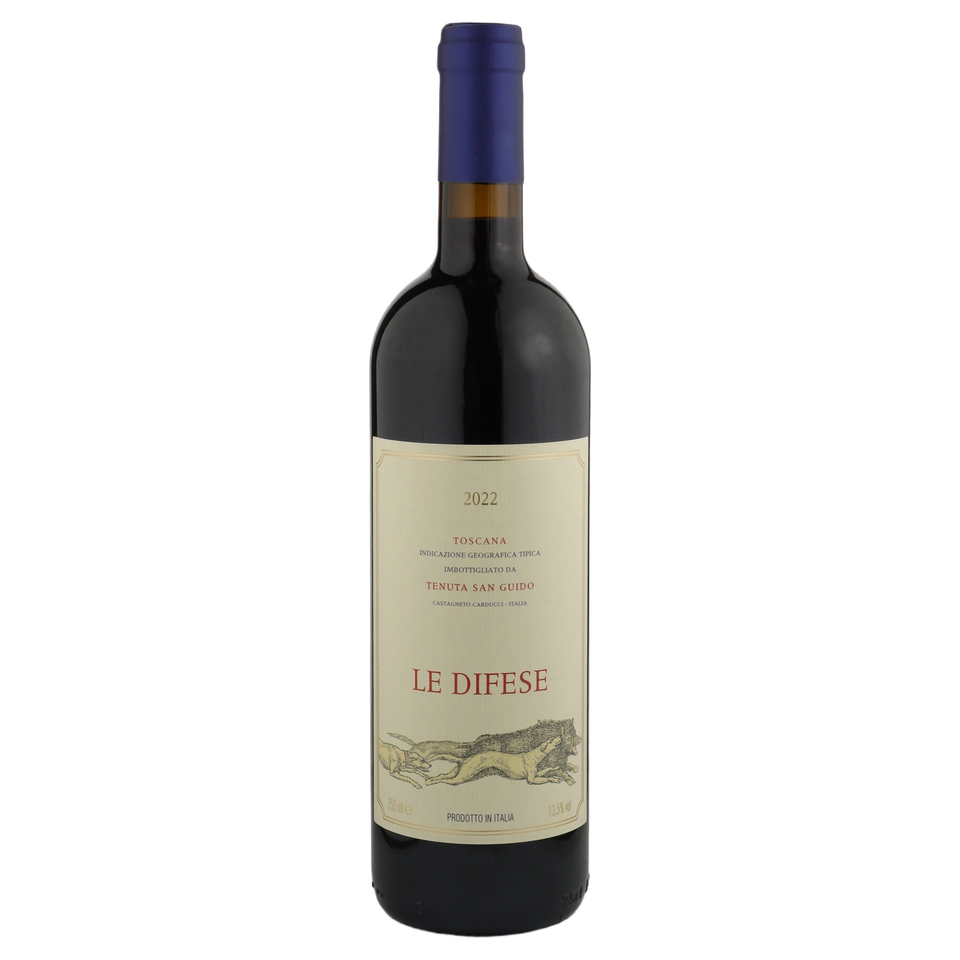 A bottle of 2022 Tenuta San Guido La Difese IGT 750ml Red Wine