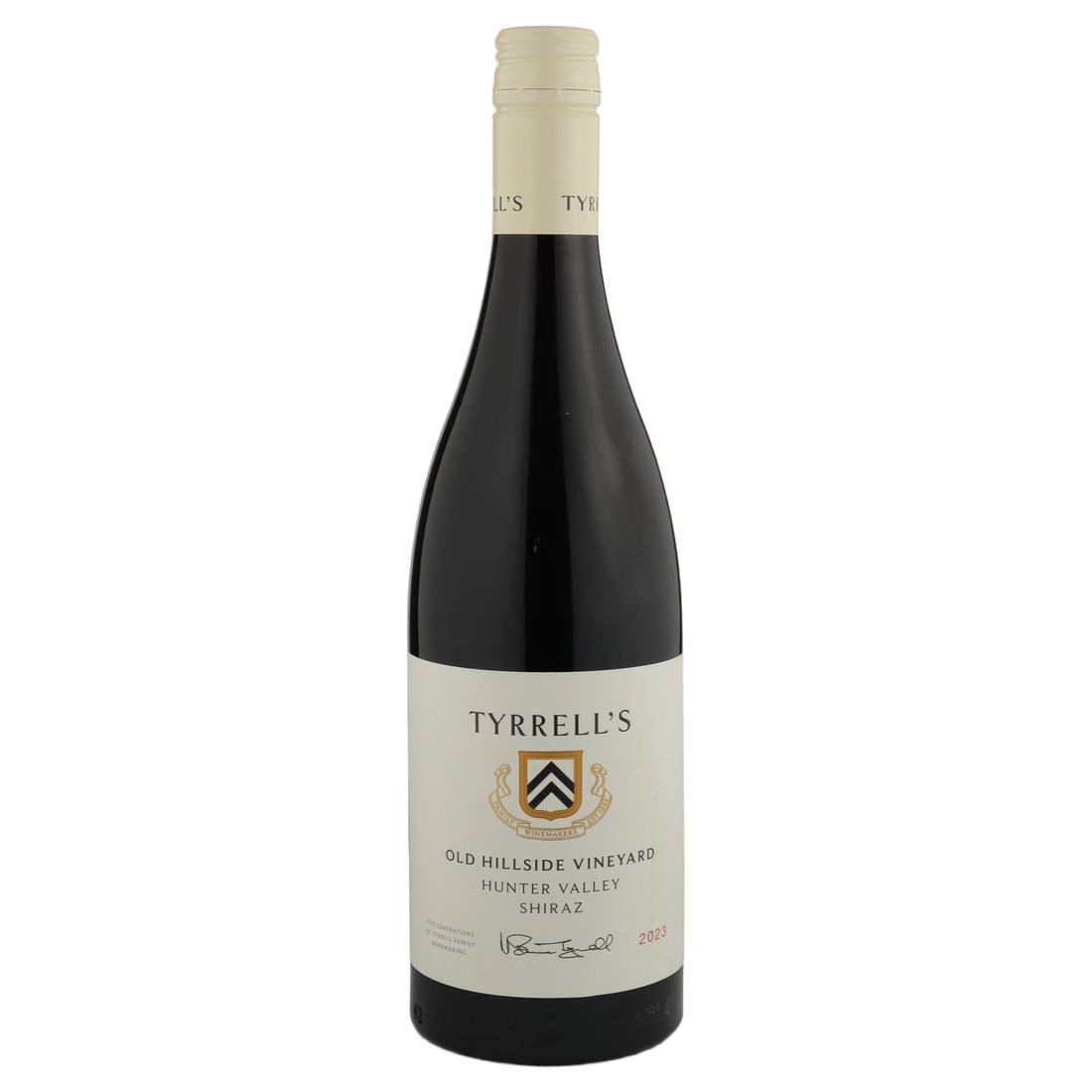 A bottle of 2023 Tyrrell's Single Vineyard Old Hillside Shiraz 750ml Red Wine