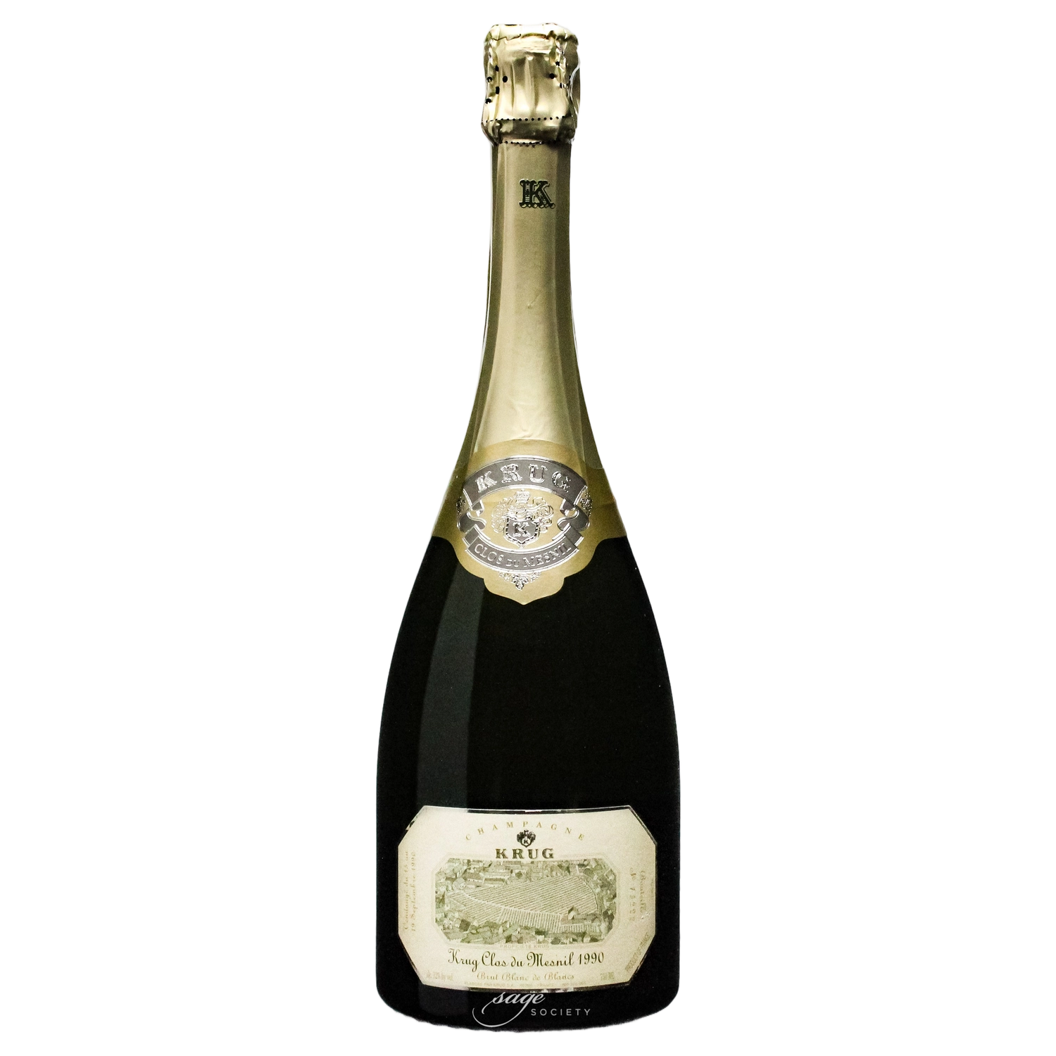 A bottle of 1990 Clos Du Mesnil Krug 750ml Sparkling Wine