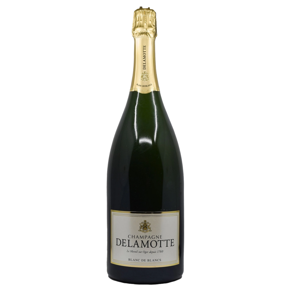 A bottle of NV Delamotte Blanc De Blancs 750ml Sparkling Wine