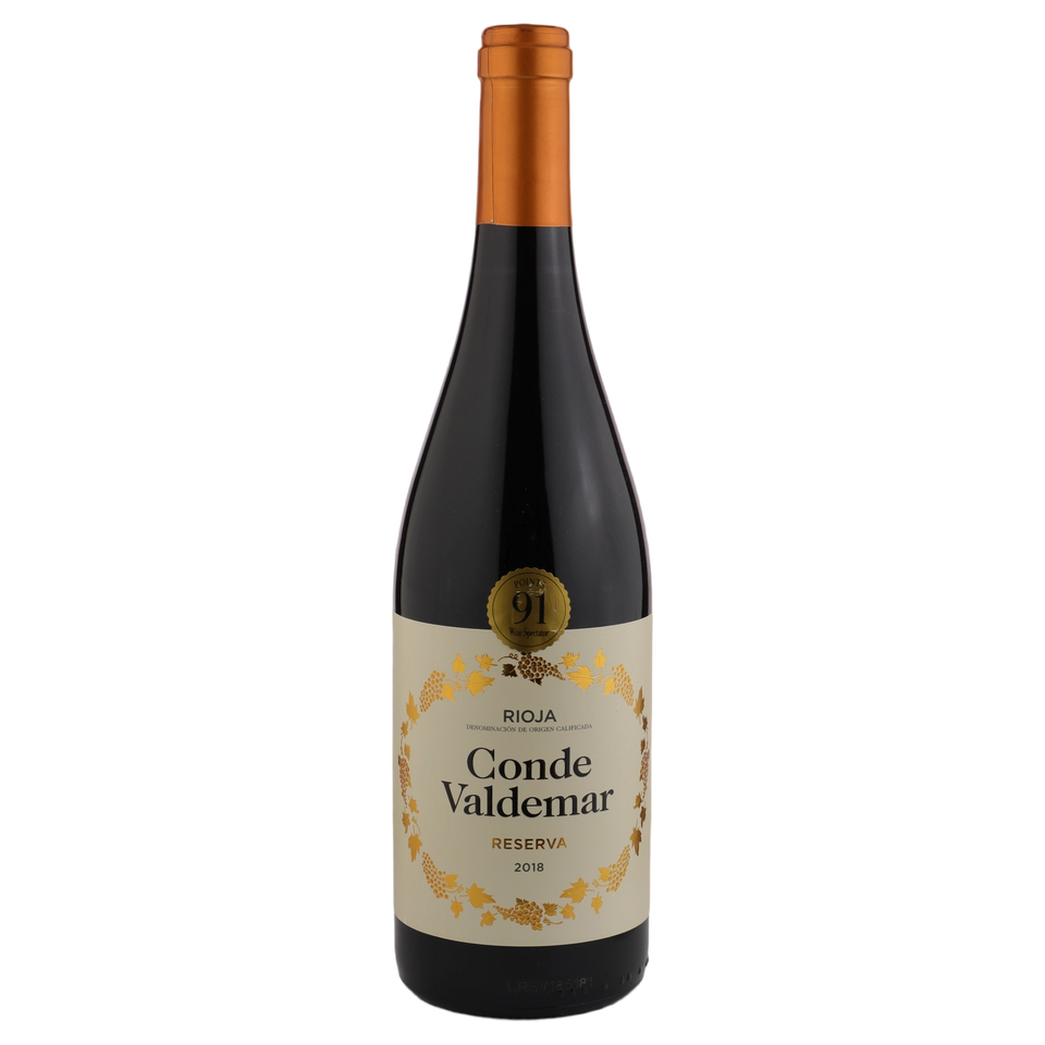 A bottle of 2018 Bodegas Valdemar Conde Valdemar Rioja Reserva 750ml Red Wine