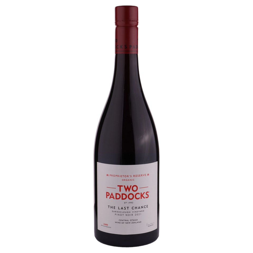 A bottle of 2021 Two Paddocks Proprietor's Reserve The Last Chance Pinot Noir AUS 750ml Red Wine