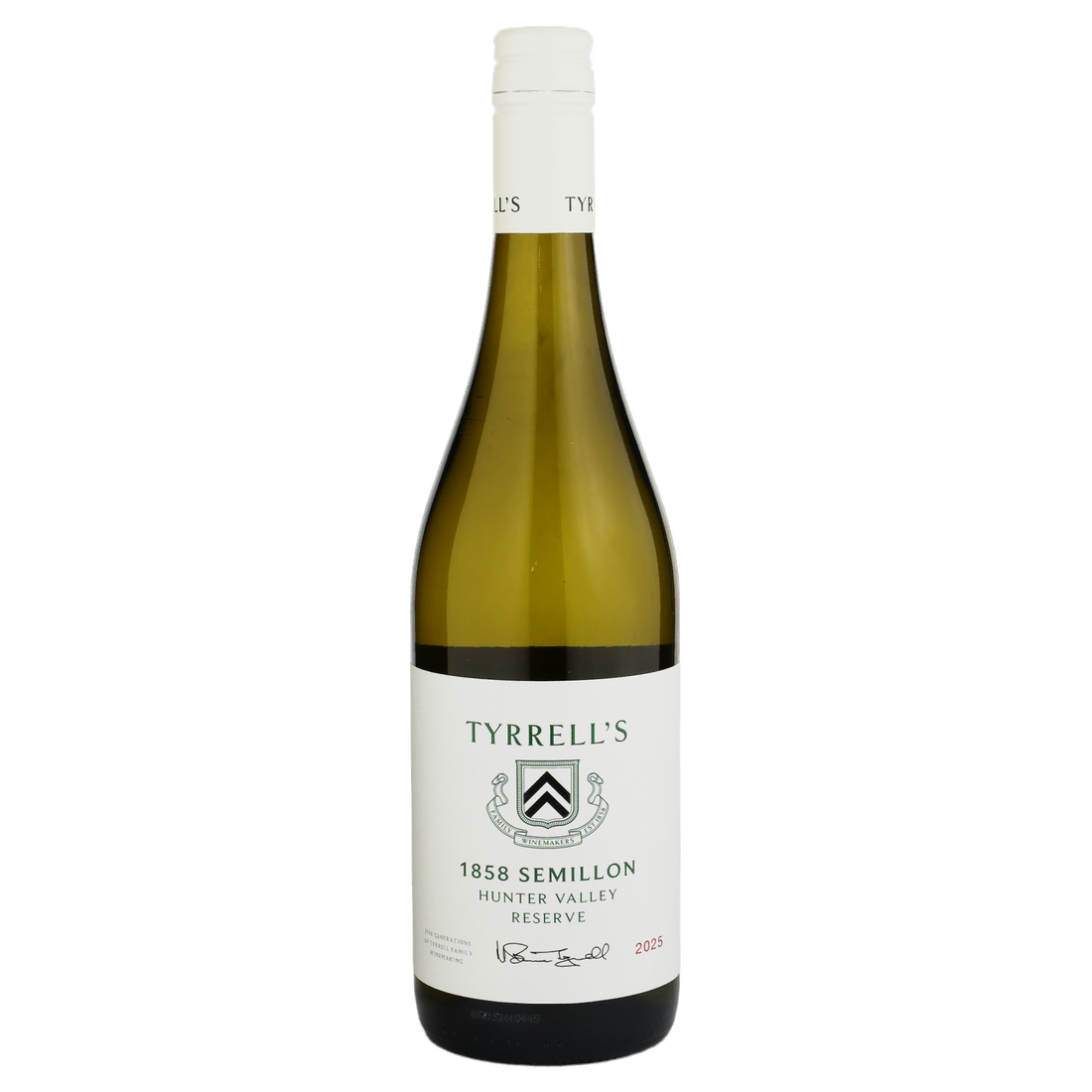 A bottle of Tyrrell's 1858 Reserve Hunter Valley Semillon 2025 750ml White Wine