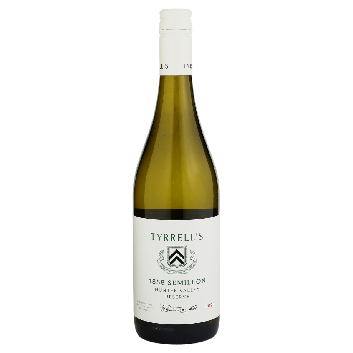 A bottle of Tyrrell's 1858 Reserve Hunter Valley Semillon 2025 750ml White Wine
