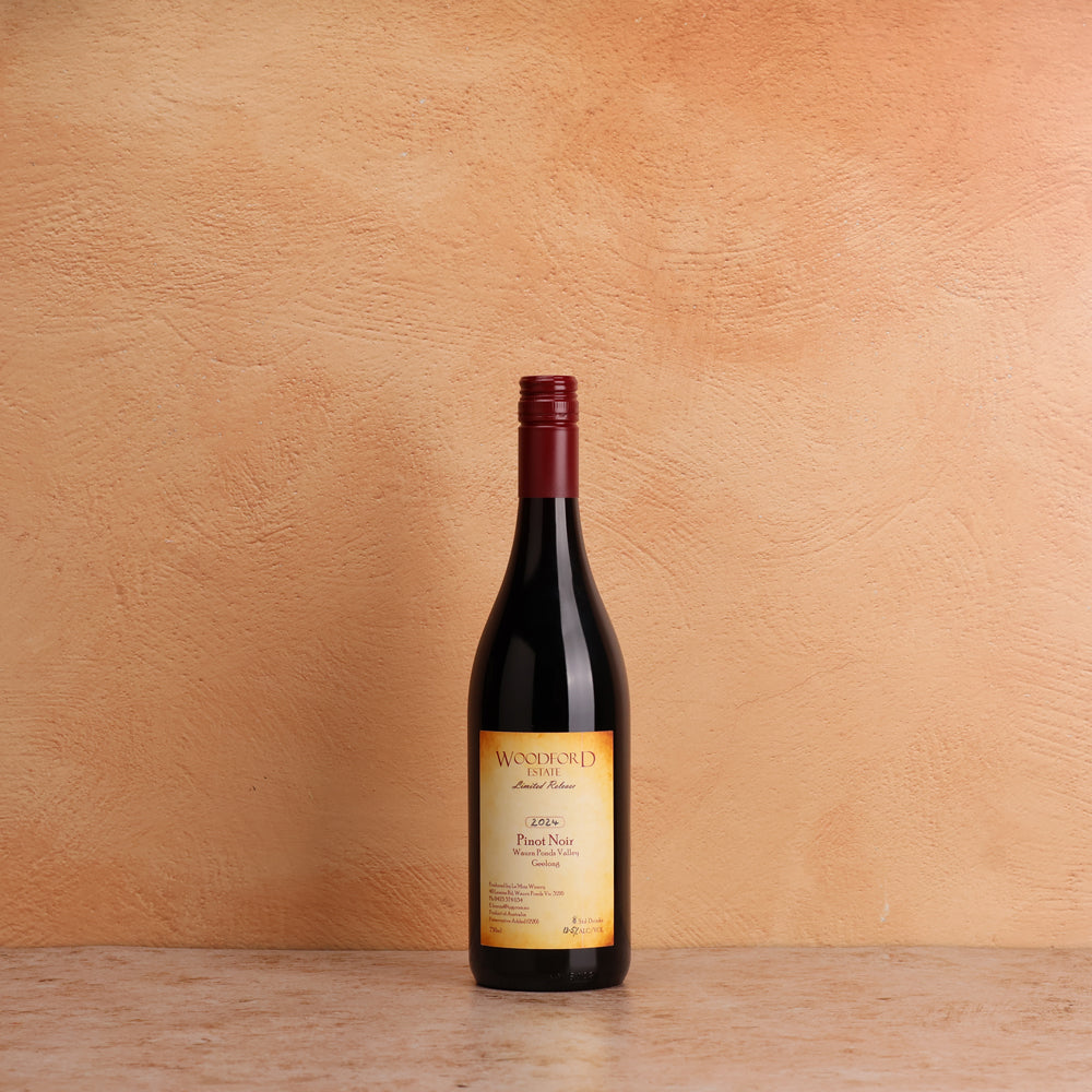 A bottle of 2024 Woodford Estate Limited Release Pinot Noir 750ml Red Wine