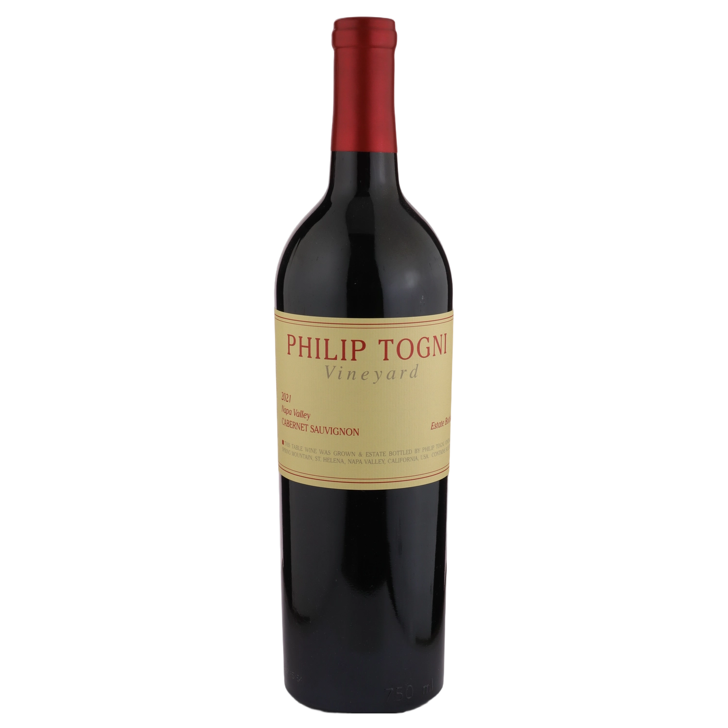 A bottle of Philip Togni Vineyard Cabernet Sauvignon 2021 750ml Red Wine