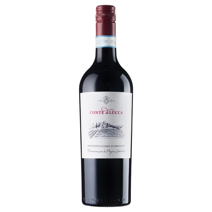 A bottle of 2022 Conte Di Lucca Montepulciano D'Abruzzo DOC 750ml Red Wine