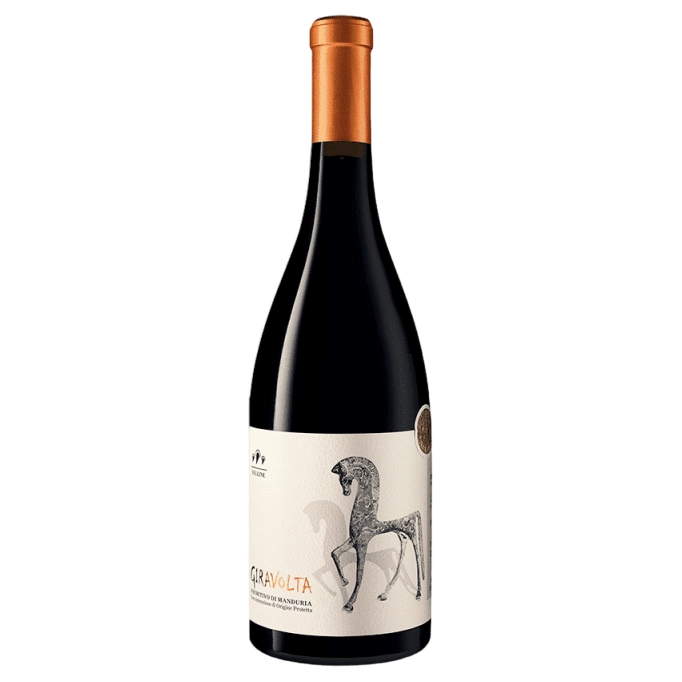 A bottle of 2019 Felline Primitivo Di Manduria Giravolta Terra Bianca 750ml Red Wine