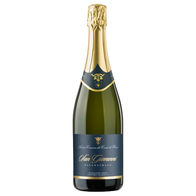 A bottle of 2021 Antica Cascina Conti Di Roero San Giovanni Sparkling Pas Dose Millesimato 750ml Sparkling Wine