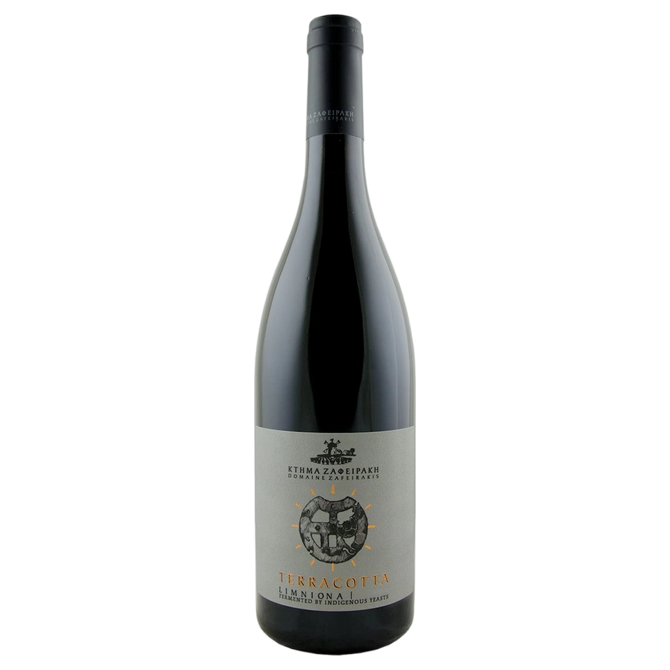 A bottle of 2021 Zafeirakis Limniona Terra Cotta 750ml Red Wine