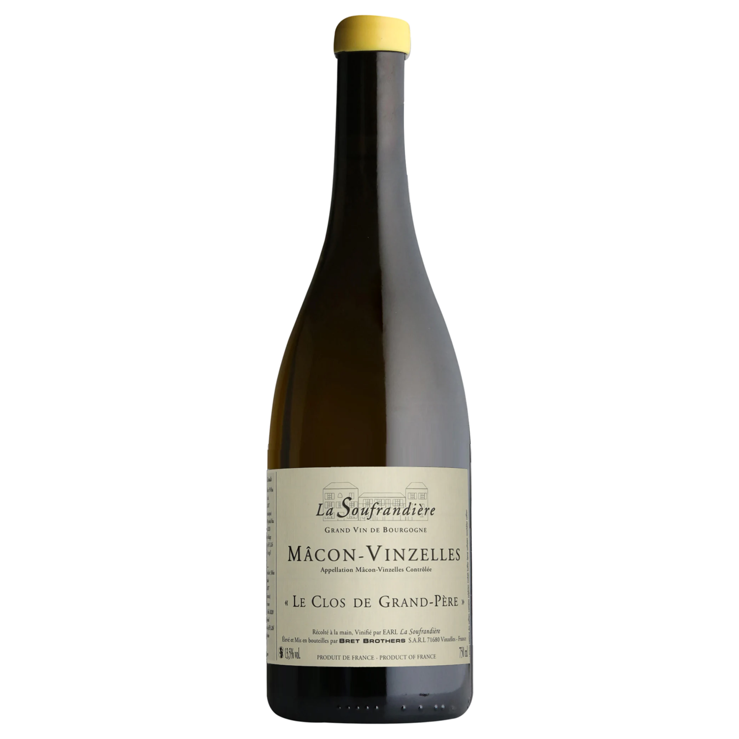 A bottle of 2023 La Soufrandière Mâcon Vinzelles Le Clos de Grand Père 750ml White Wine