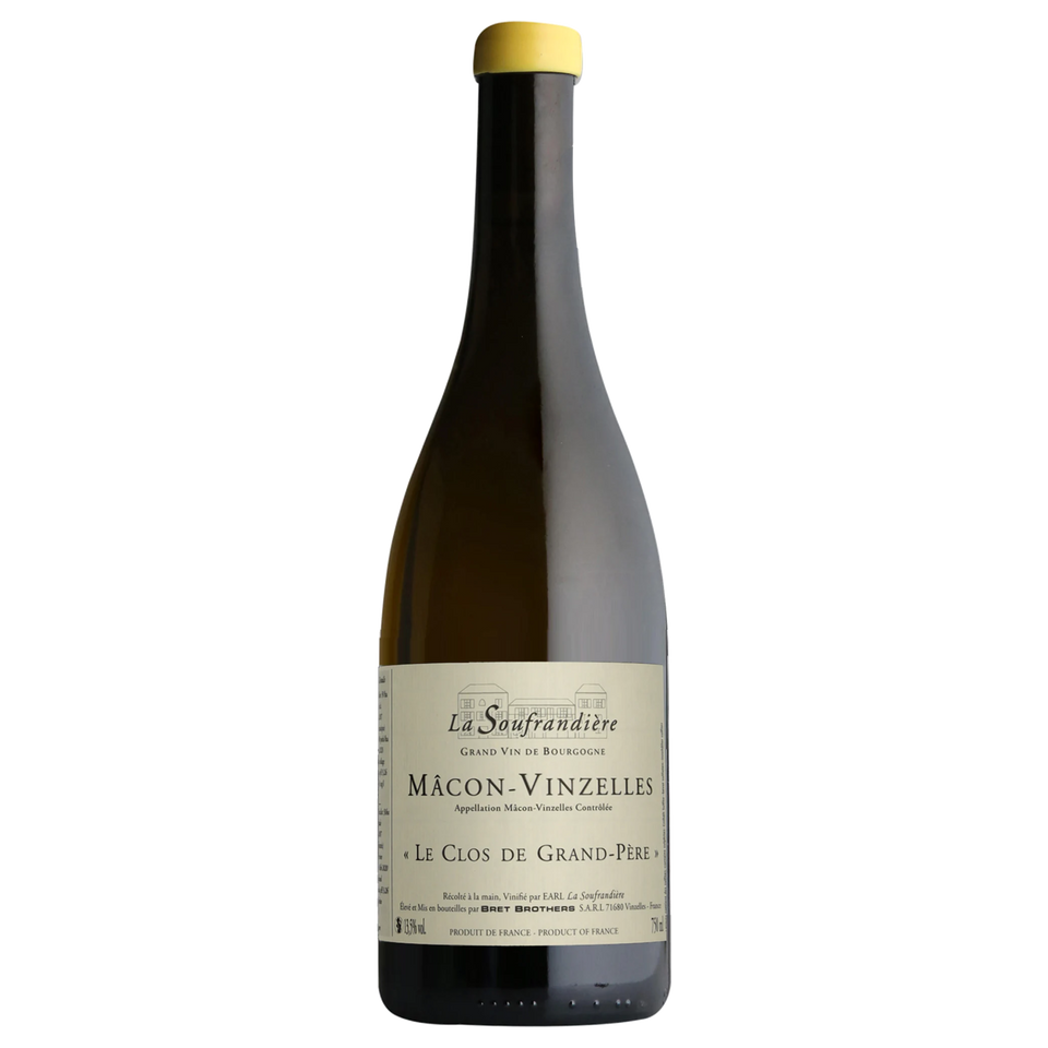 A bottle of 2023 La Soufrandière Mâcon Vinzelles Le Clos de Grand Père 750ml White Wine
