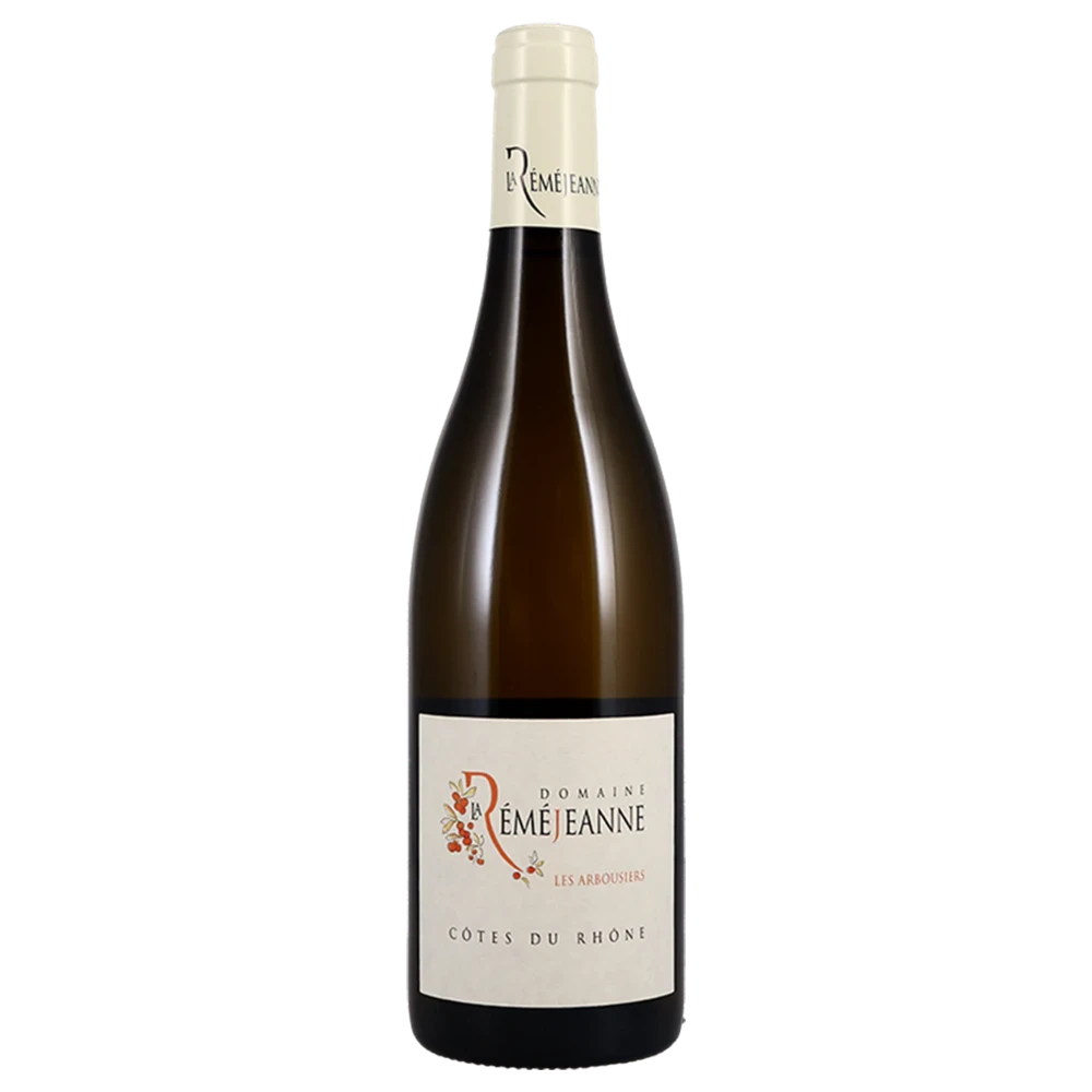 A bottle of 2024 Domaine la Réméjeanne Côtes du Rhône Les Arbousiers Blanc 750ml White Wine