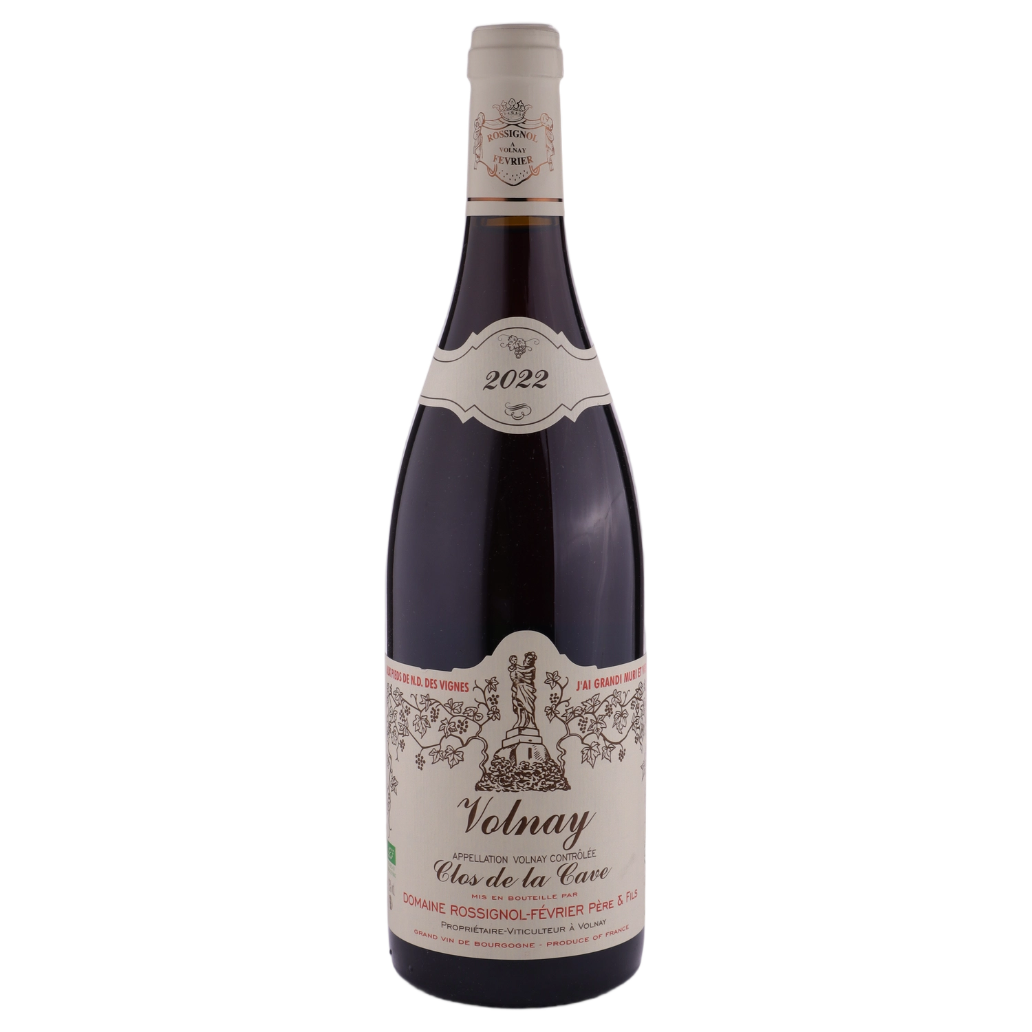 A bottle of 2022 Domaine Rossignol Février Volnay Clos la Cave 750ml Red Wine