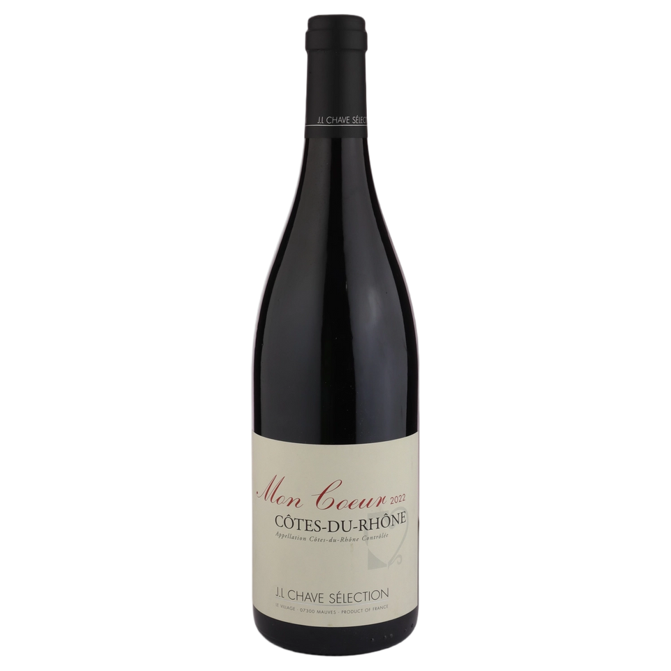 A bottle of 2022 Domaine Jean Louis Chave Selection Côtes du Rhône Rouge Mon Coeur 1500ml Red Wine