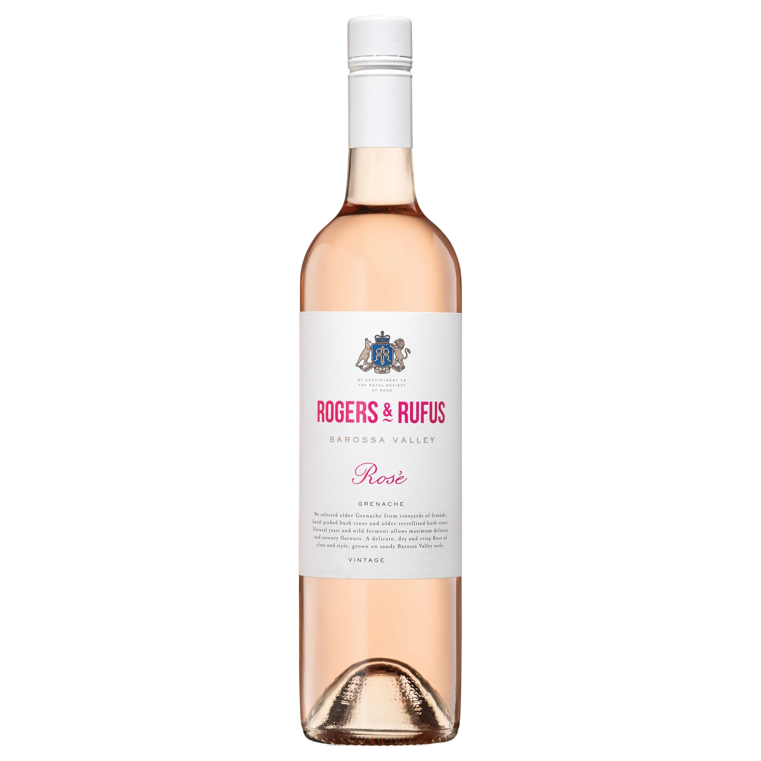 A bottle of 2025 Rogers & Rufus Grenache Rosé 750ml Red Wine