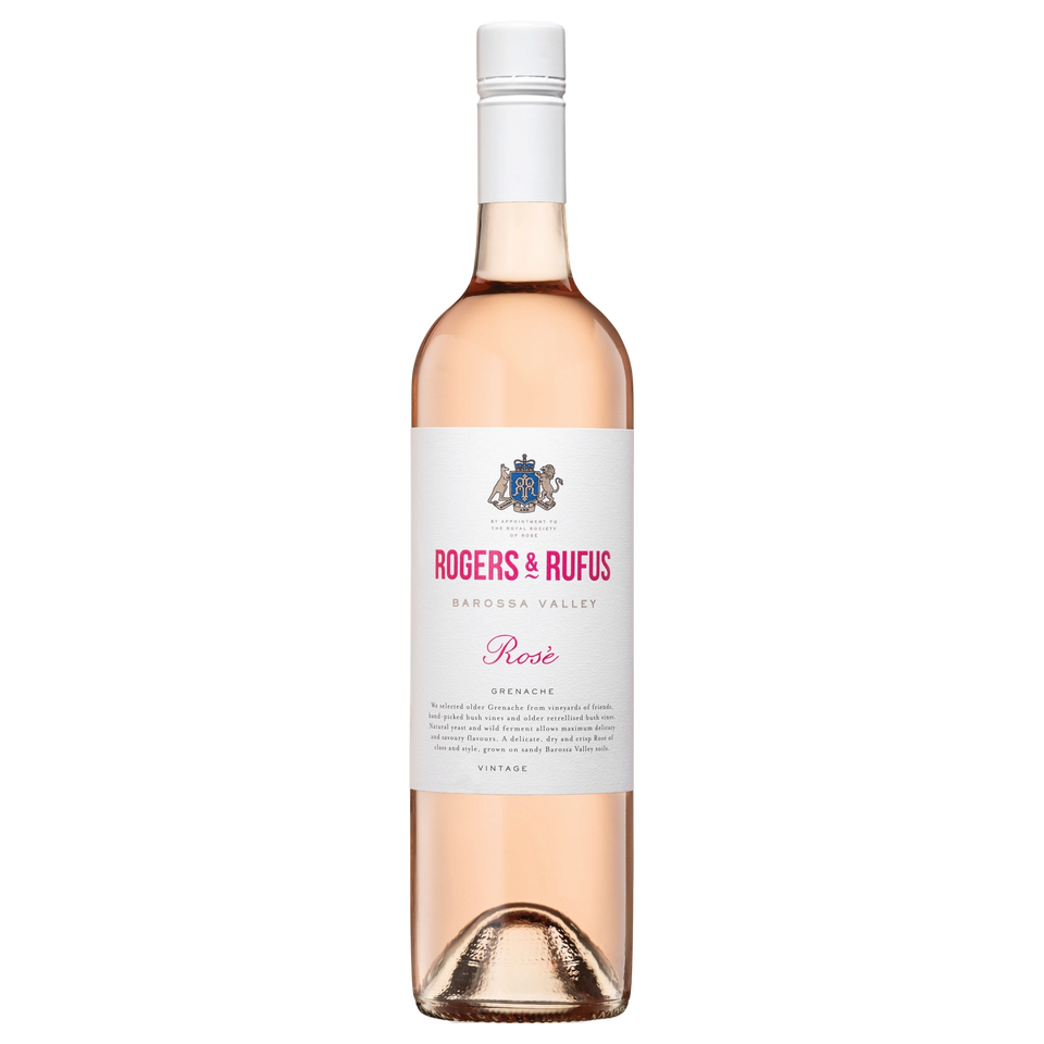 A bottle of 2025 Rogers & Rufus Grenache Rosé 750ml Red Wine