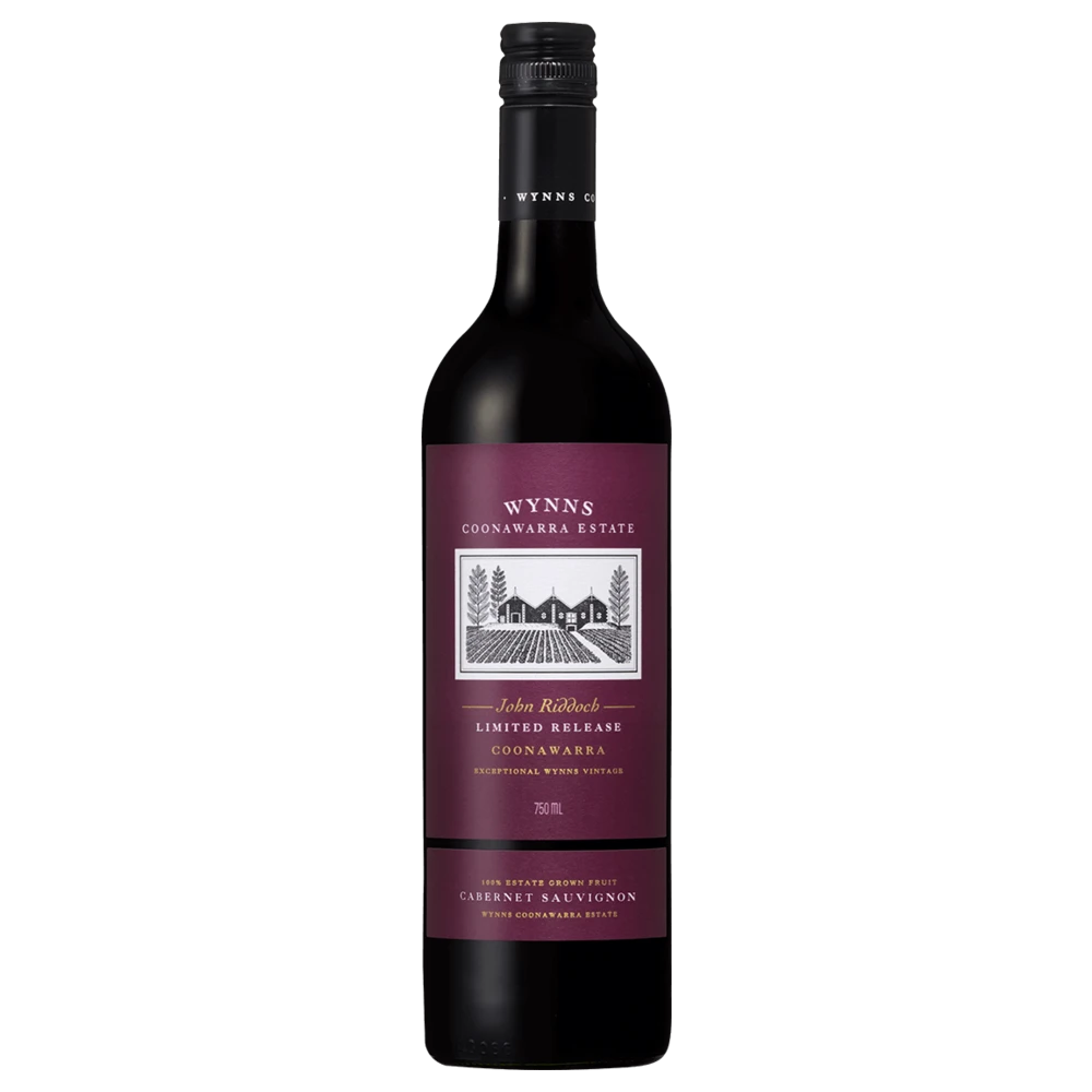 A bottle of 2021 Wynns John Riddoch Cabernet Sauvignon 750ml Red Wine