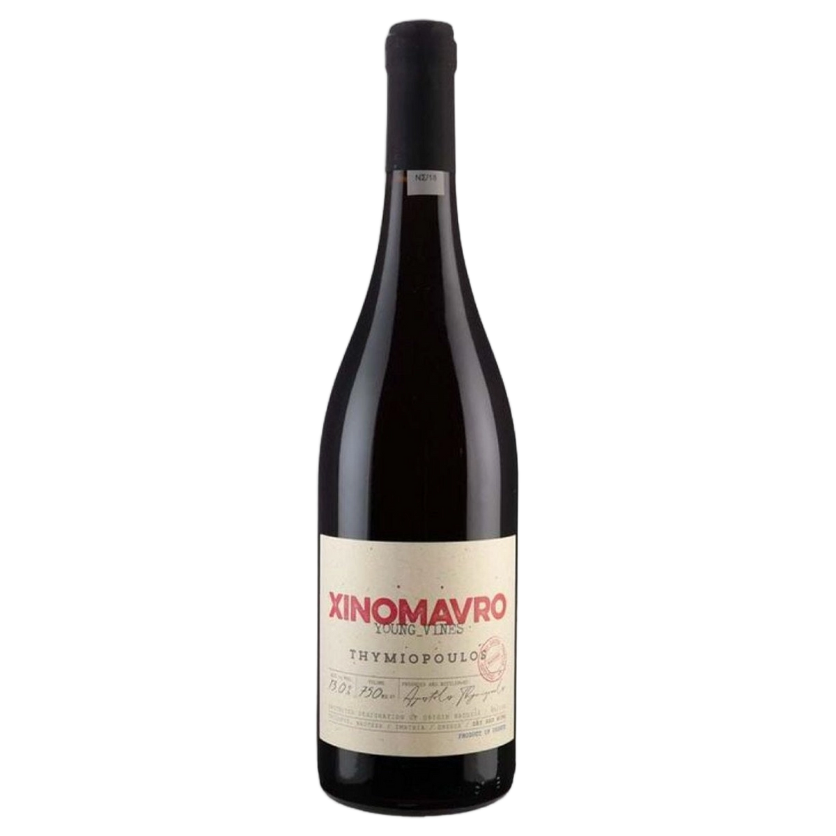 A bottle of 2024 Thymiopoulos Young Vines Xinomavro 750ml Red Wine