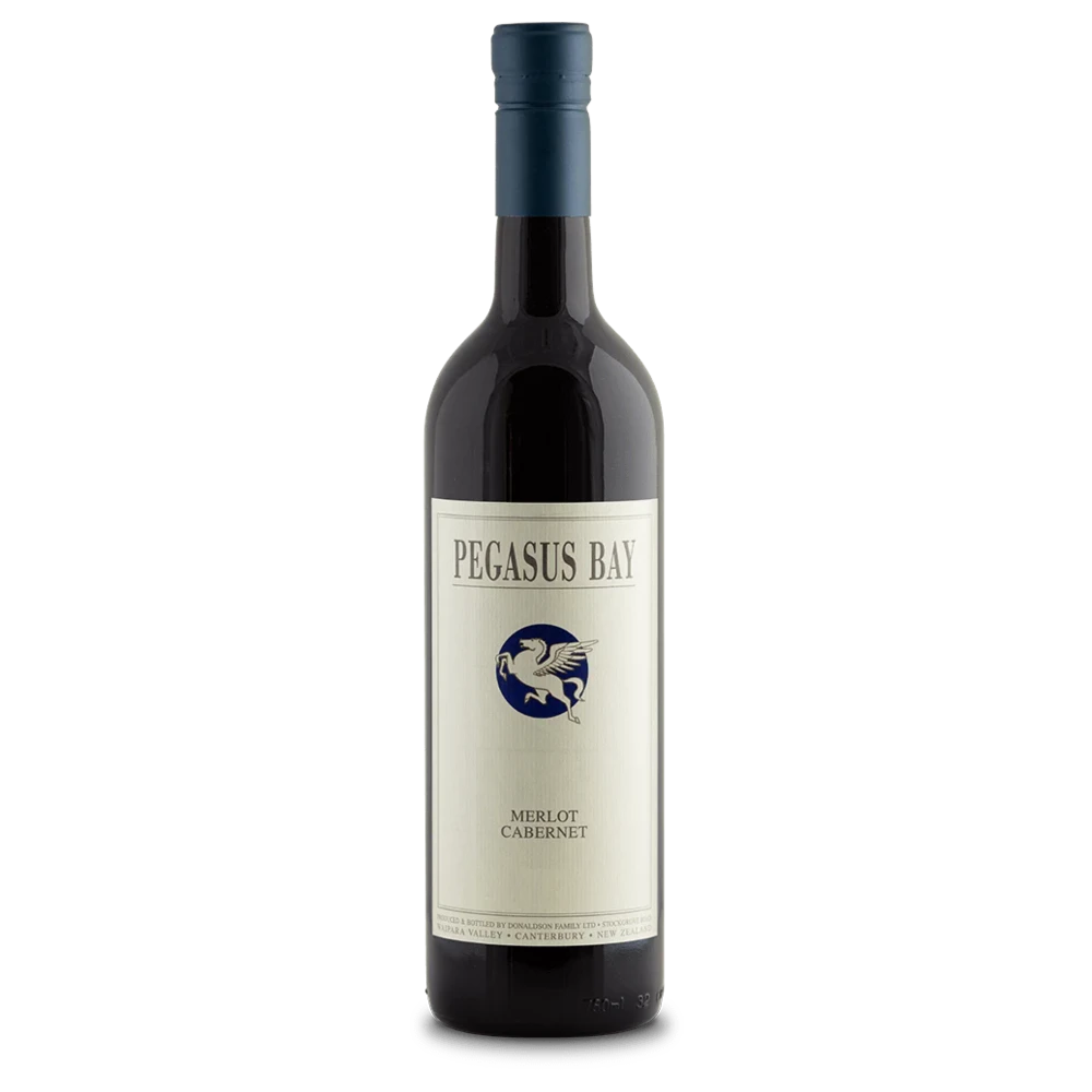 A bottle of Pegasus Bay Merlot Cabernet 2021 750ml Red Wine