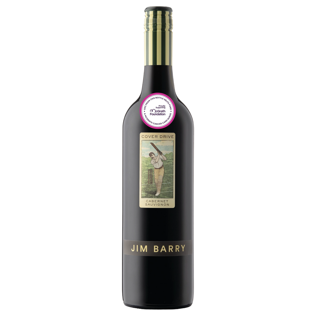A bottle of 2022 Jim Barry Cover Drive Cabernet Sauvignon McGrath Foundation 750ml Red Wine