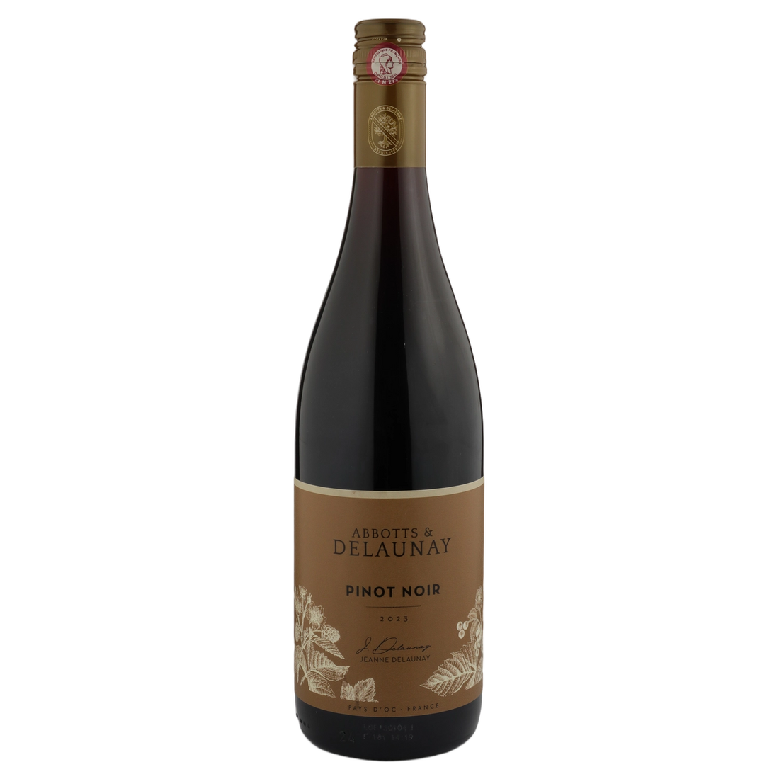 A bottle of 2023 Abbotts & Delaunay IGP Oc Pinot Noir 750ml Red Wine