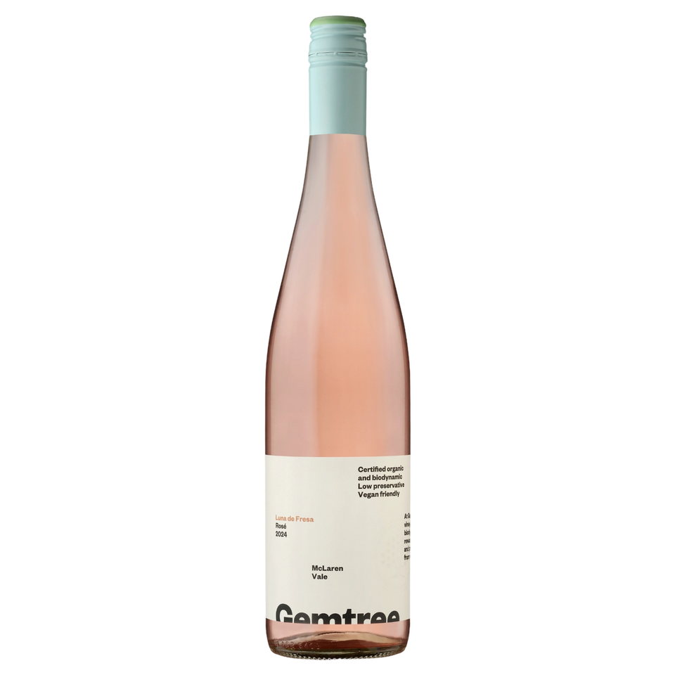 A bottle of 2024 Gemtree Luna de Fresa McLaren Vale Rose 750ml Rose Wine