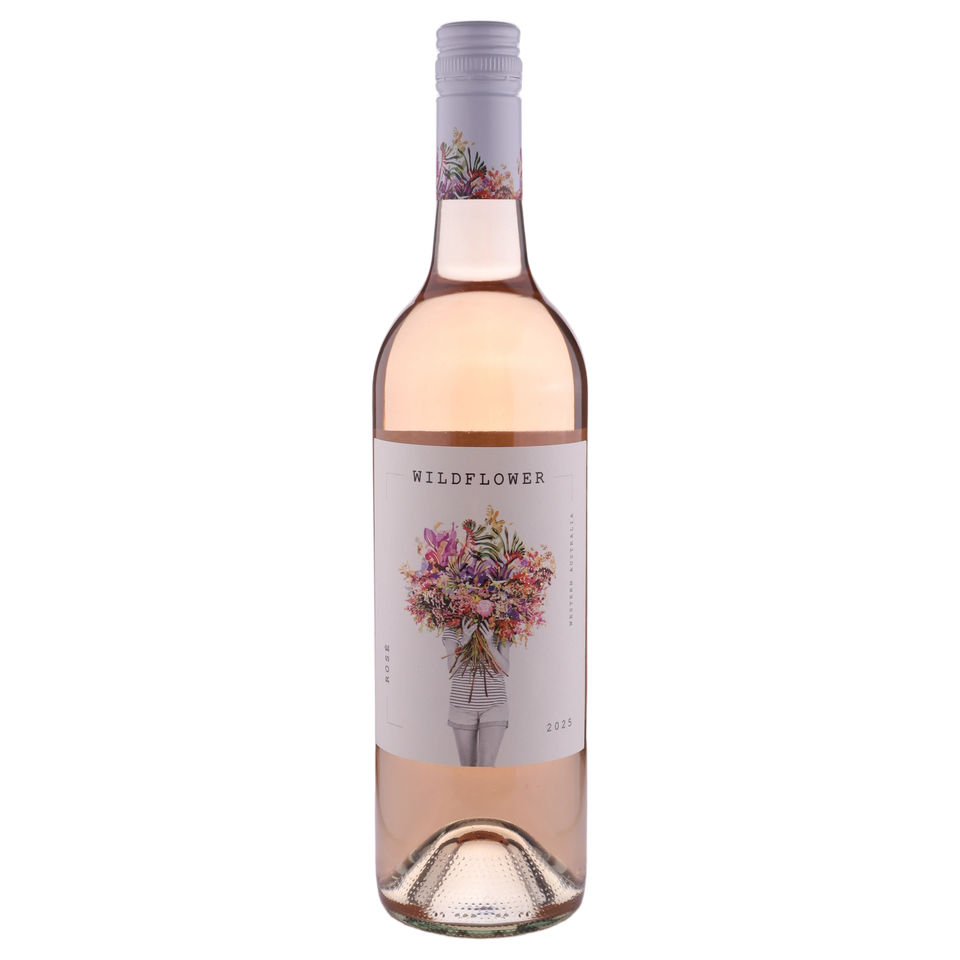A bottle of 2025 Wildflower Rose 750ml Rose Wine