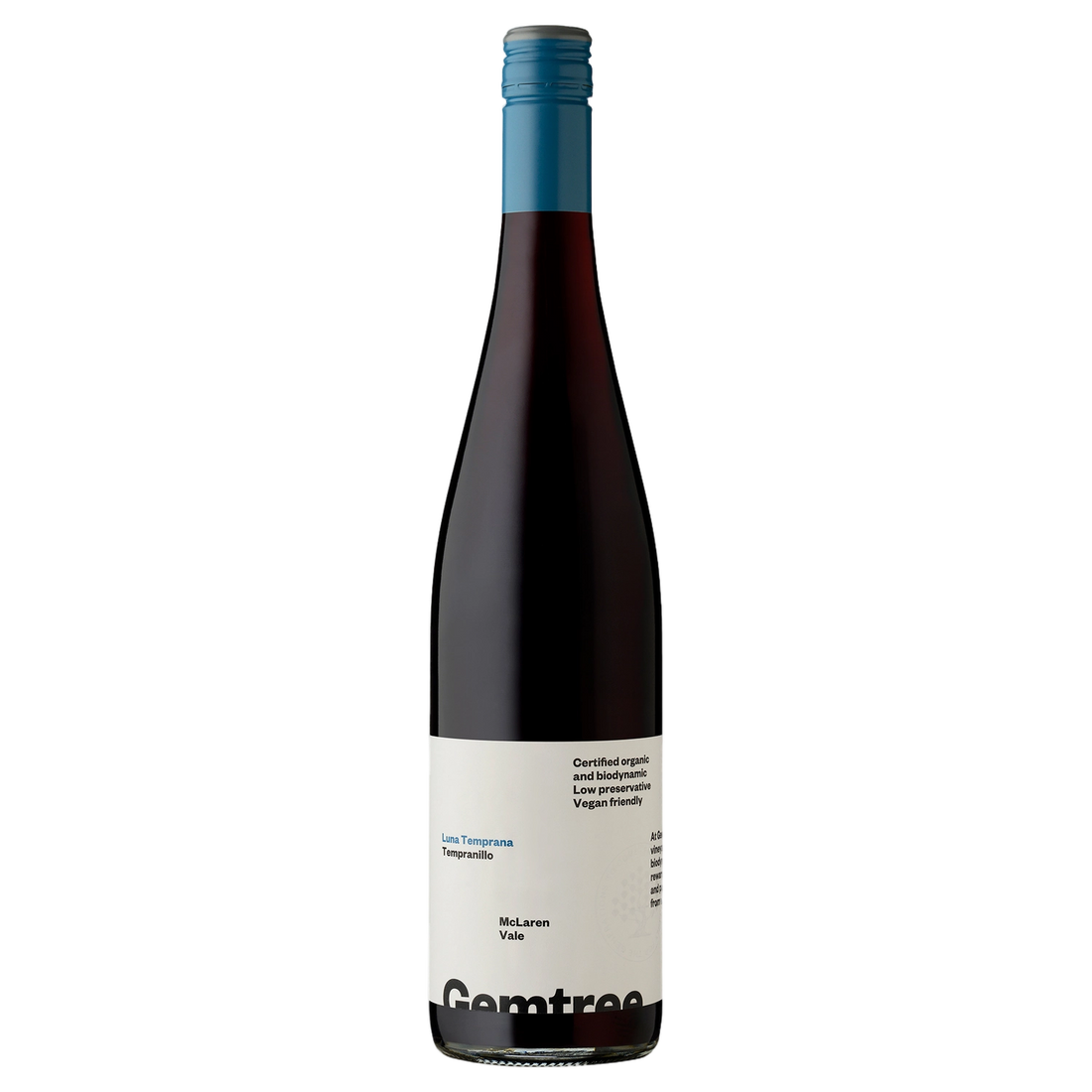 A bottle of 2024 Gemtree Luna Temprana McLaren Vale Tempranillo 750ml Red Wine