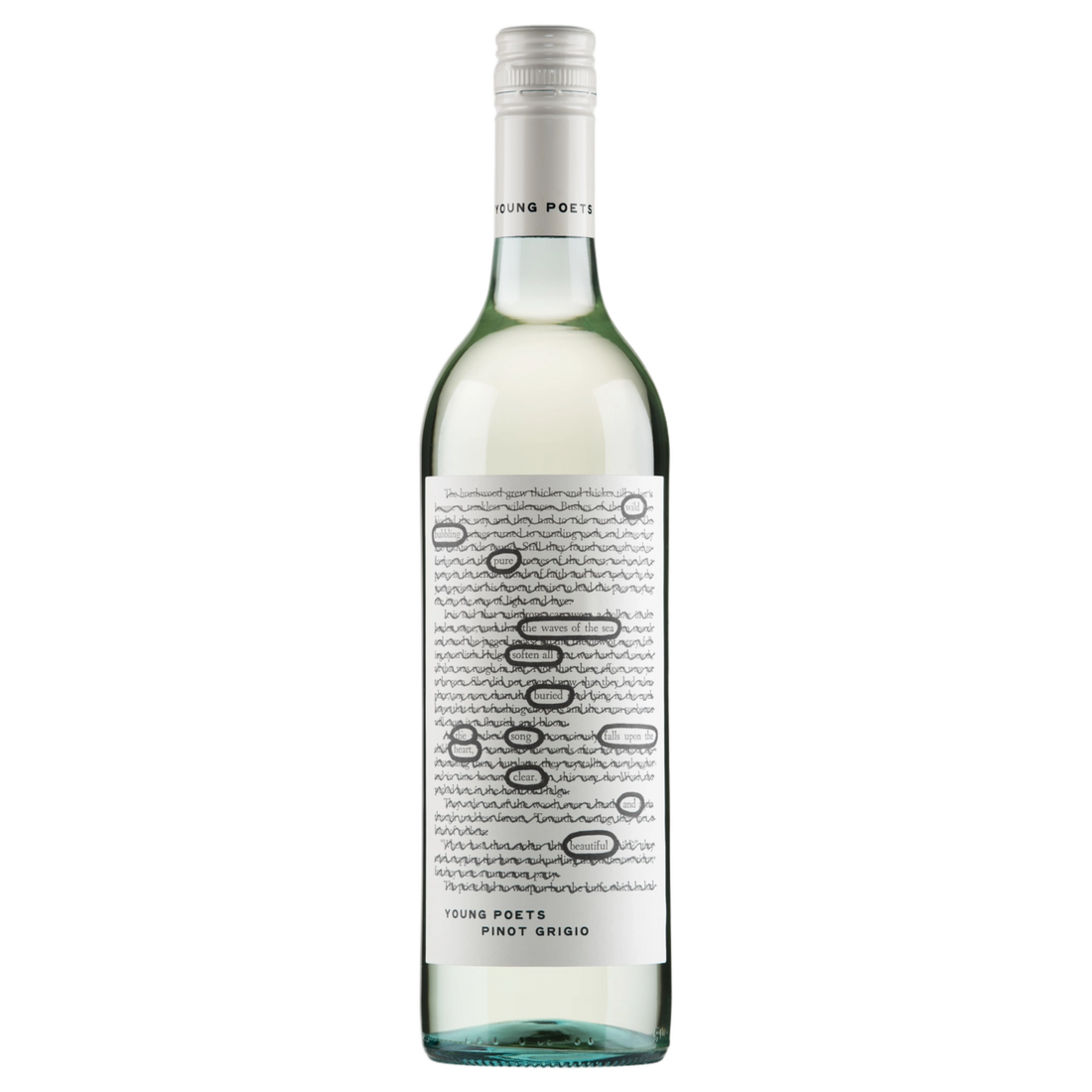 A bottle of 2024 Young Poets Pinot Grigio 750ml White Wine