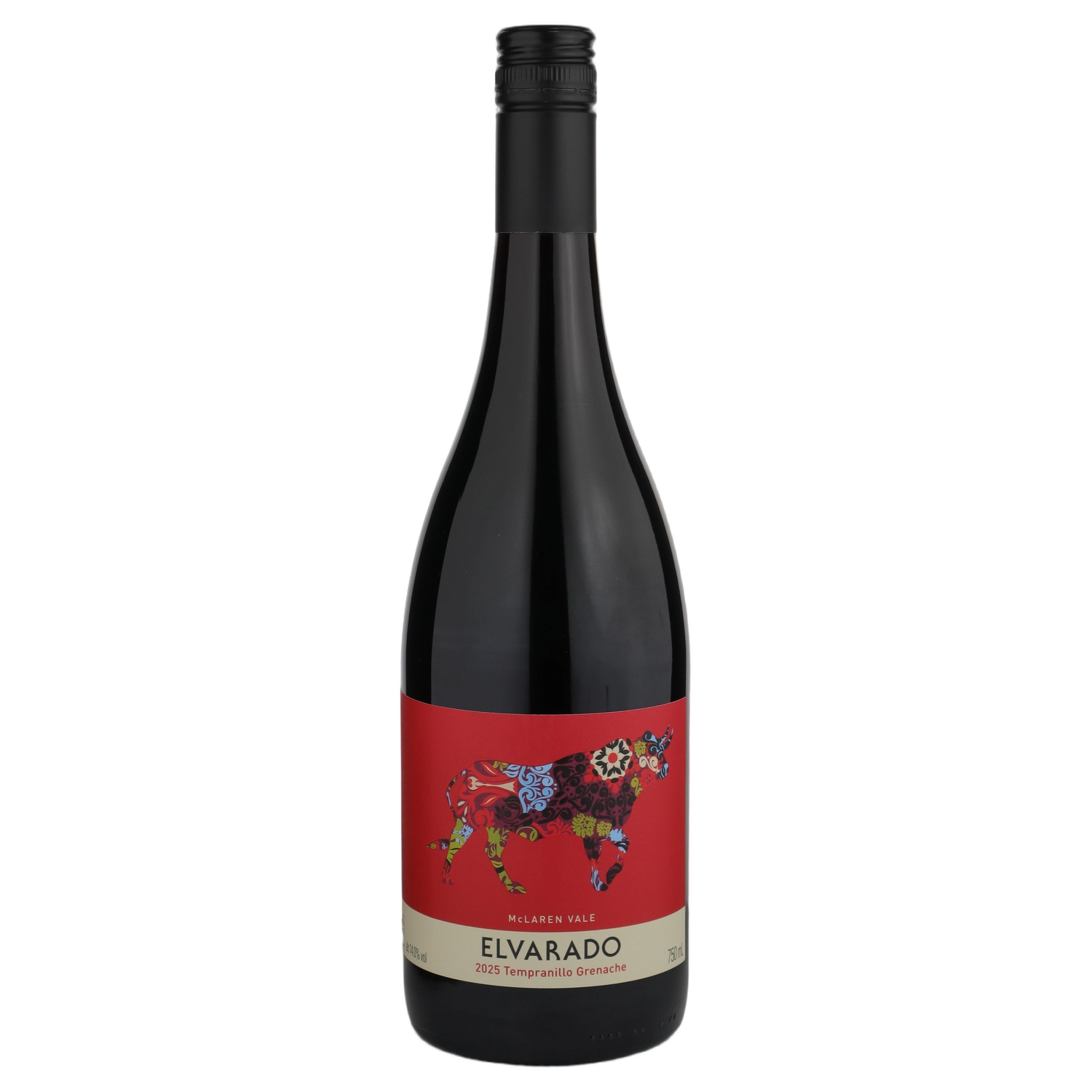 A bottle of 2025 Elvarado McLaren Vale Tempranillo Grenache 750ml Red Wine