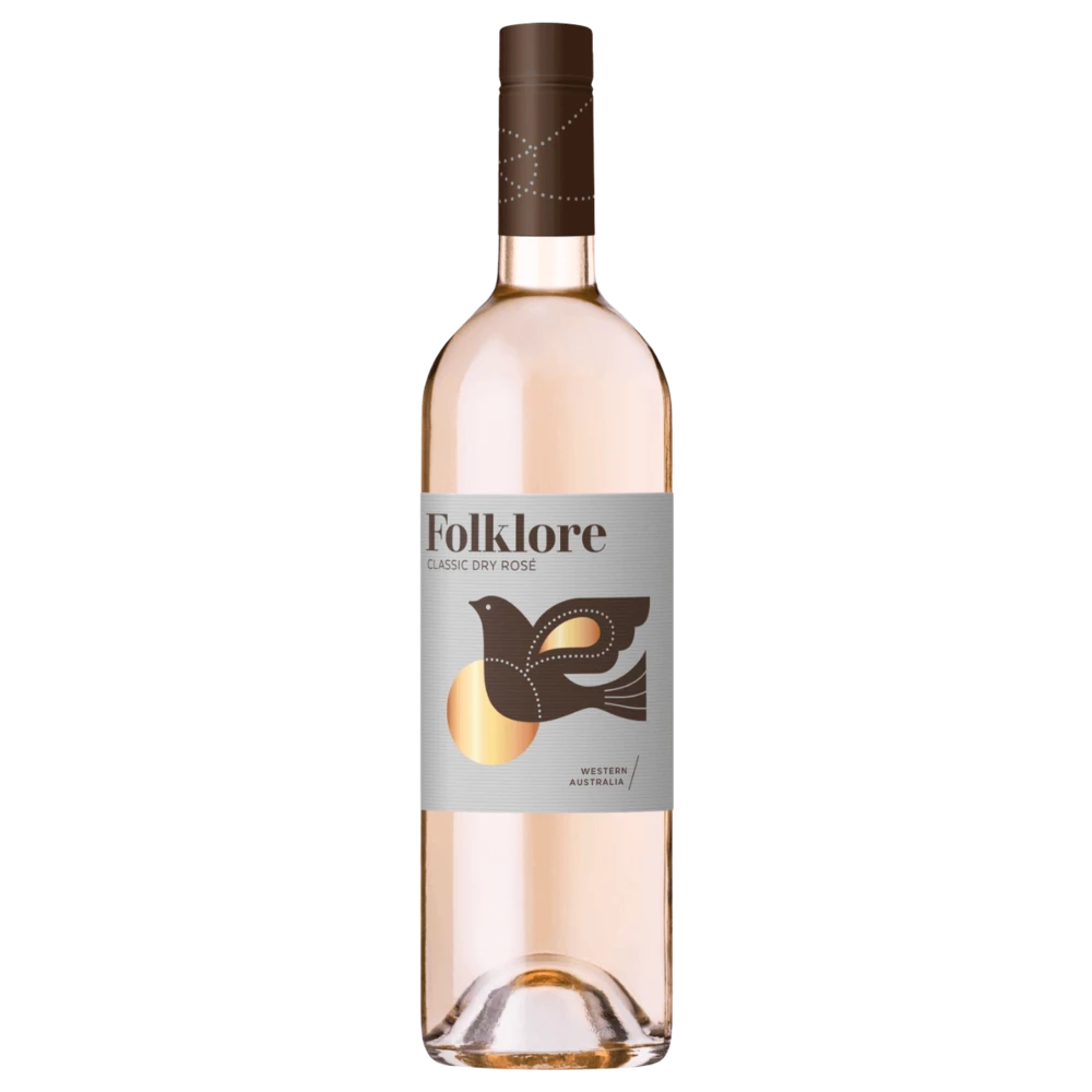 A bottle of 2025 Folklore Classic Dry Western Australia Rose 750ml Rose Wine