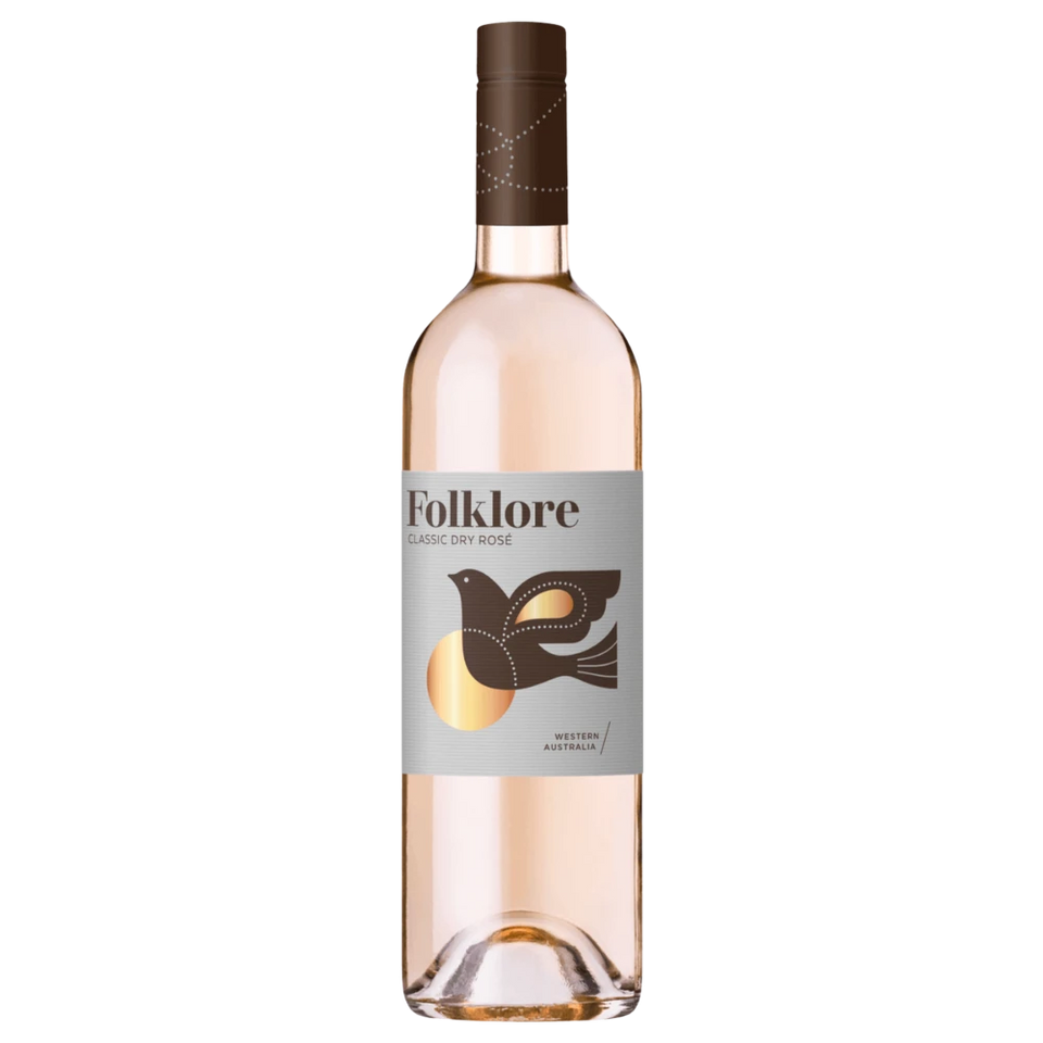 A bottle of 2025 Folklore Classic Dry Western Australia Rose 750ml Rose Wine