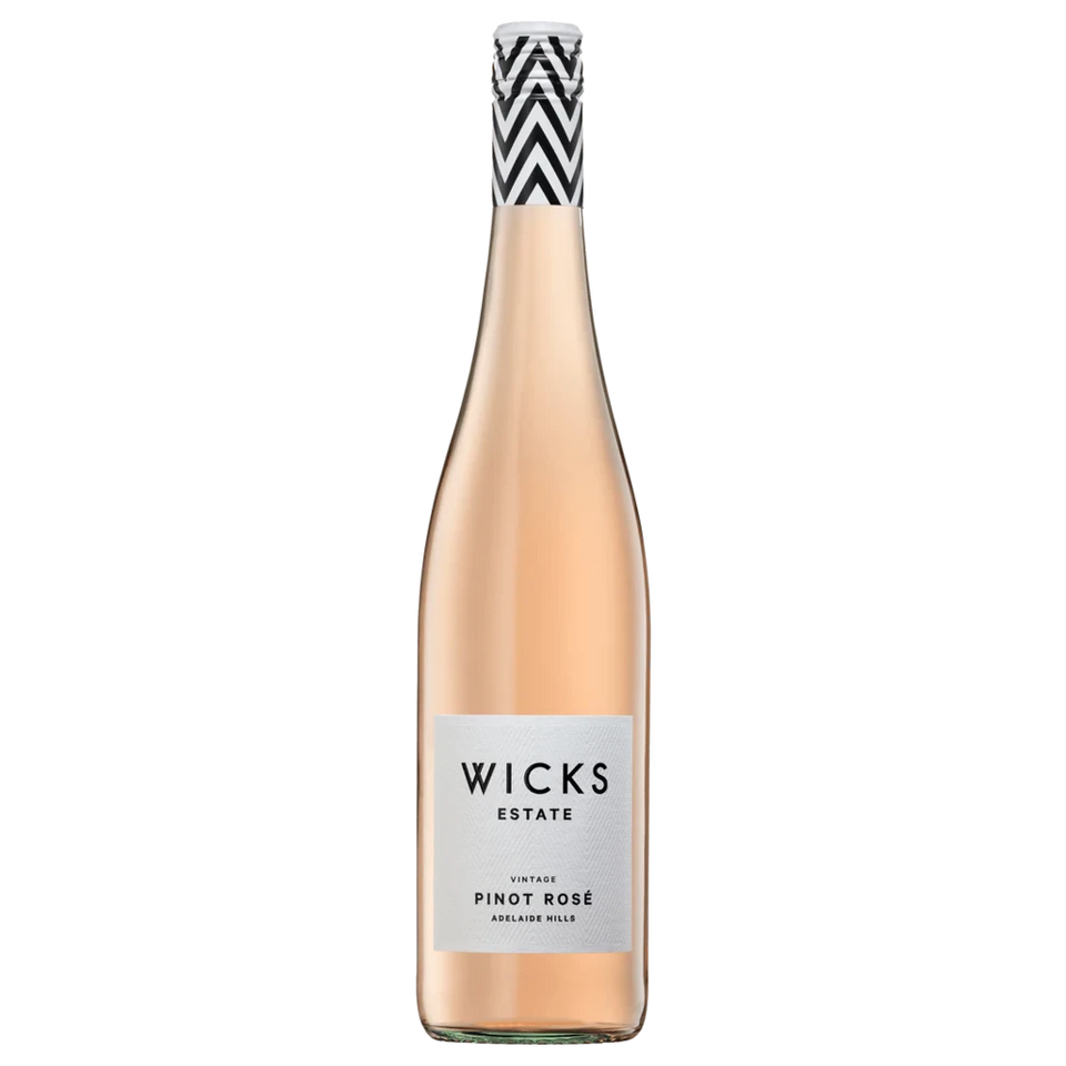 A bottle of 2025 Wicks Estate Pinot Rose Adelaide Hills 750ml Rose Wine