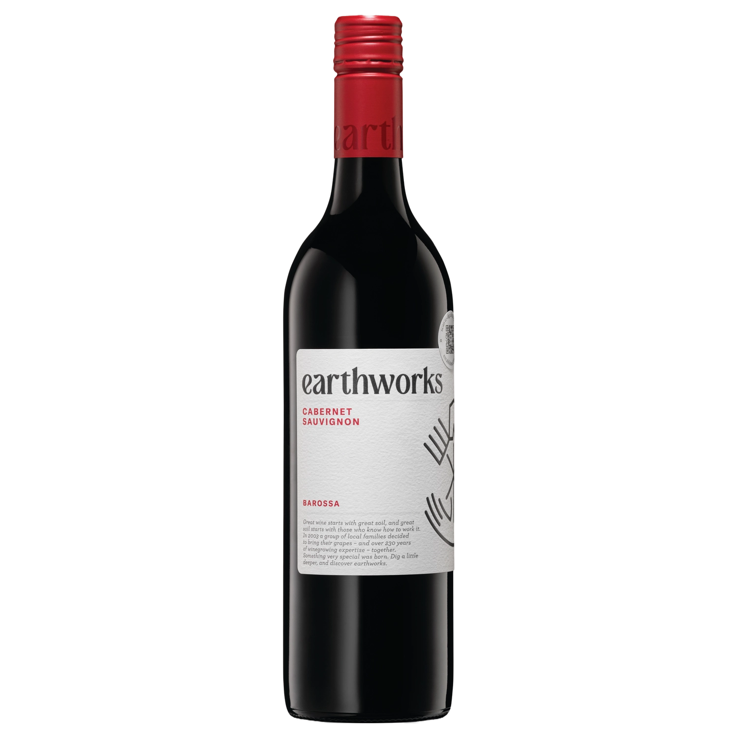 A bottle of 2023 earthworks Barossa Cabernet Sauvignon 750ml Red Wine