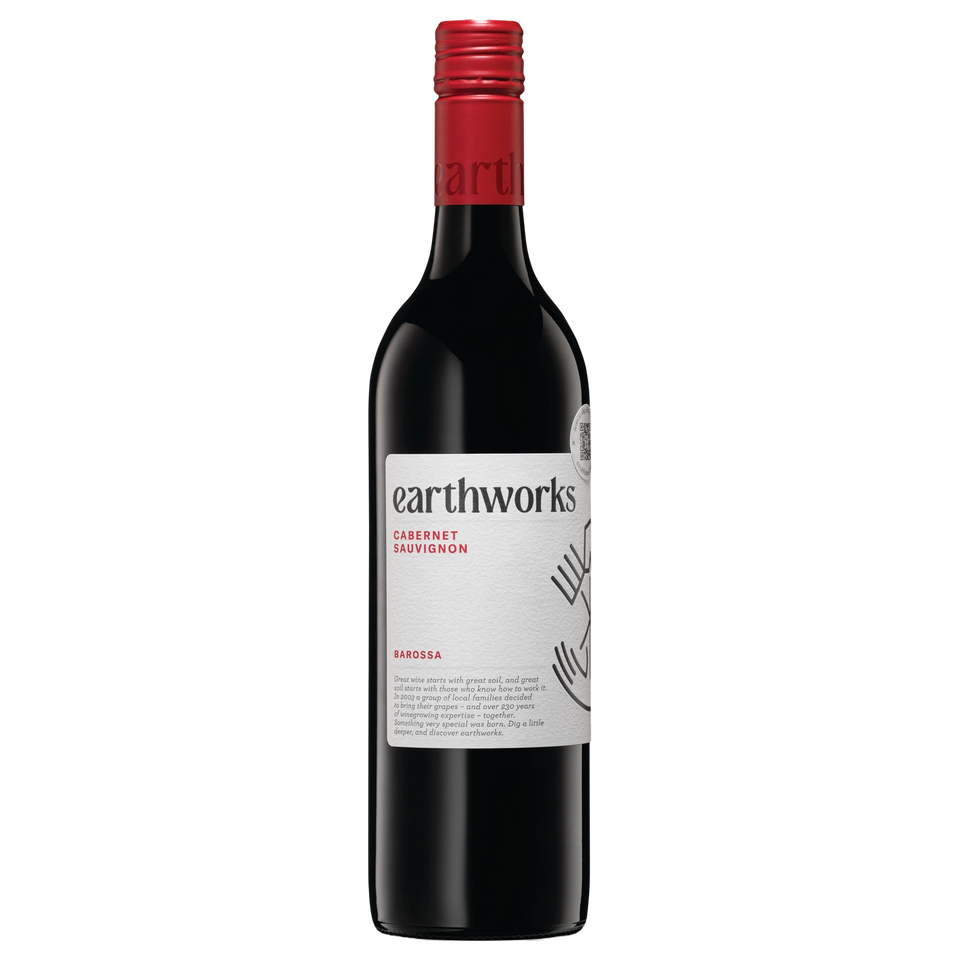 A bottle of 2023 earthworks Barossa Cabernet Sauvignon 750ml Red Wine