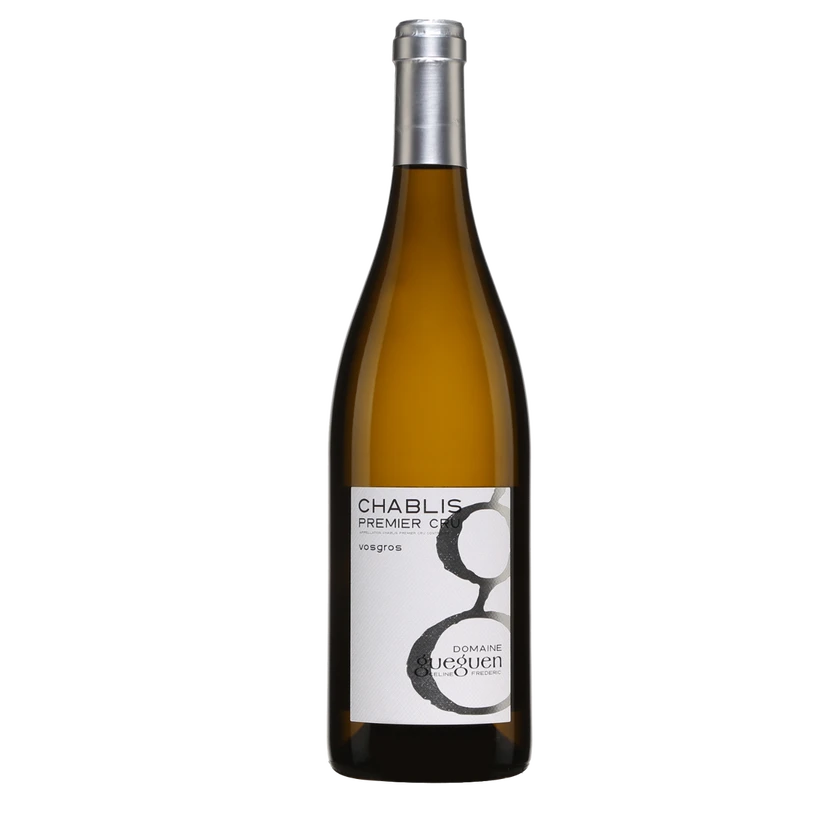A bottle of 2024 Domaine Gueguen Chablis 1er Cru Vosgros 750ml White Wine
