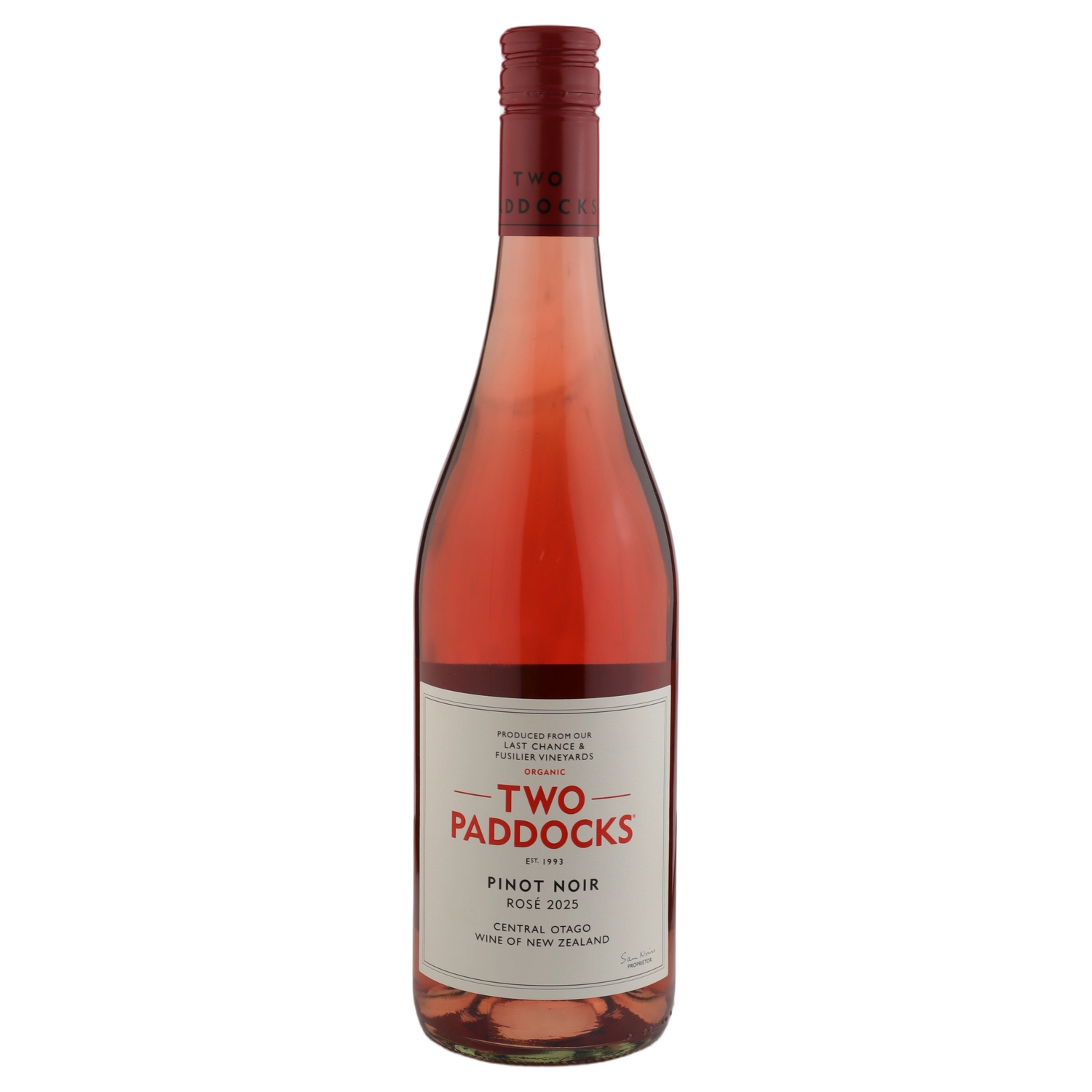 A bottle of 2025 Two Paddocks Pinot Noir Rosé Australia 750ml Red Wine