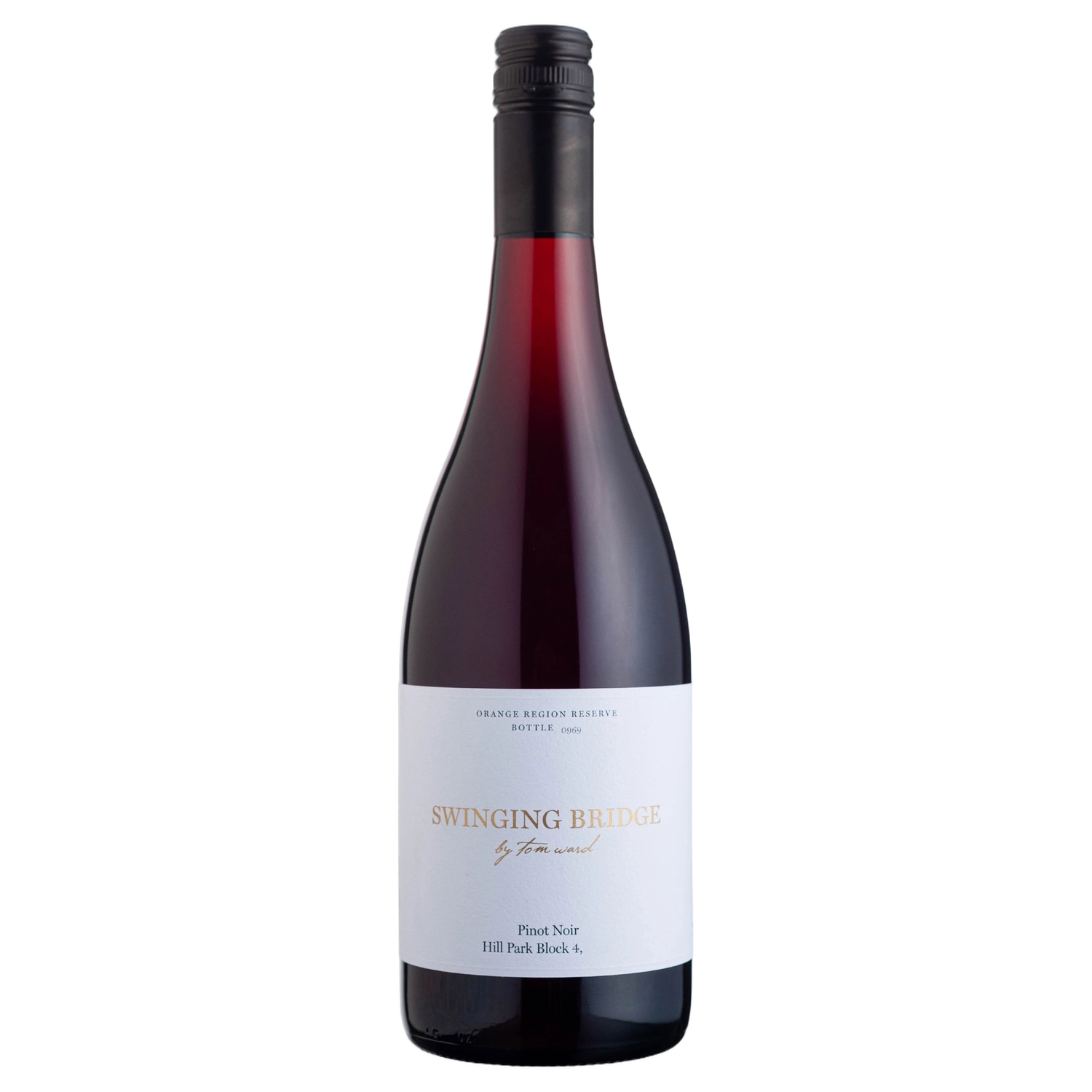 A bottle of 2023 Swinging Bridge Hill Park Pinot Noir 750ml Red Wine