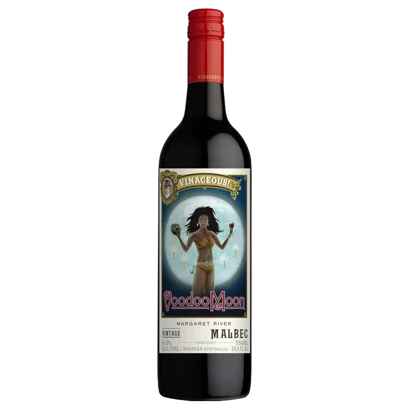 A bottle of 2023 Vinaceous Voodoo Moon Malbec 750ml Red Wine