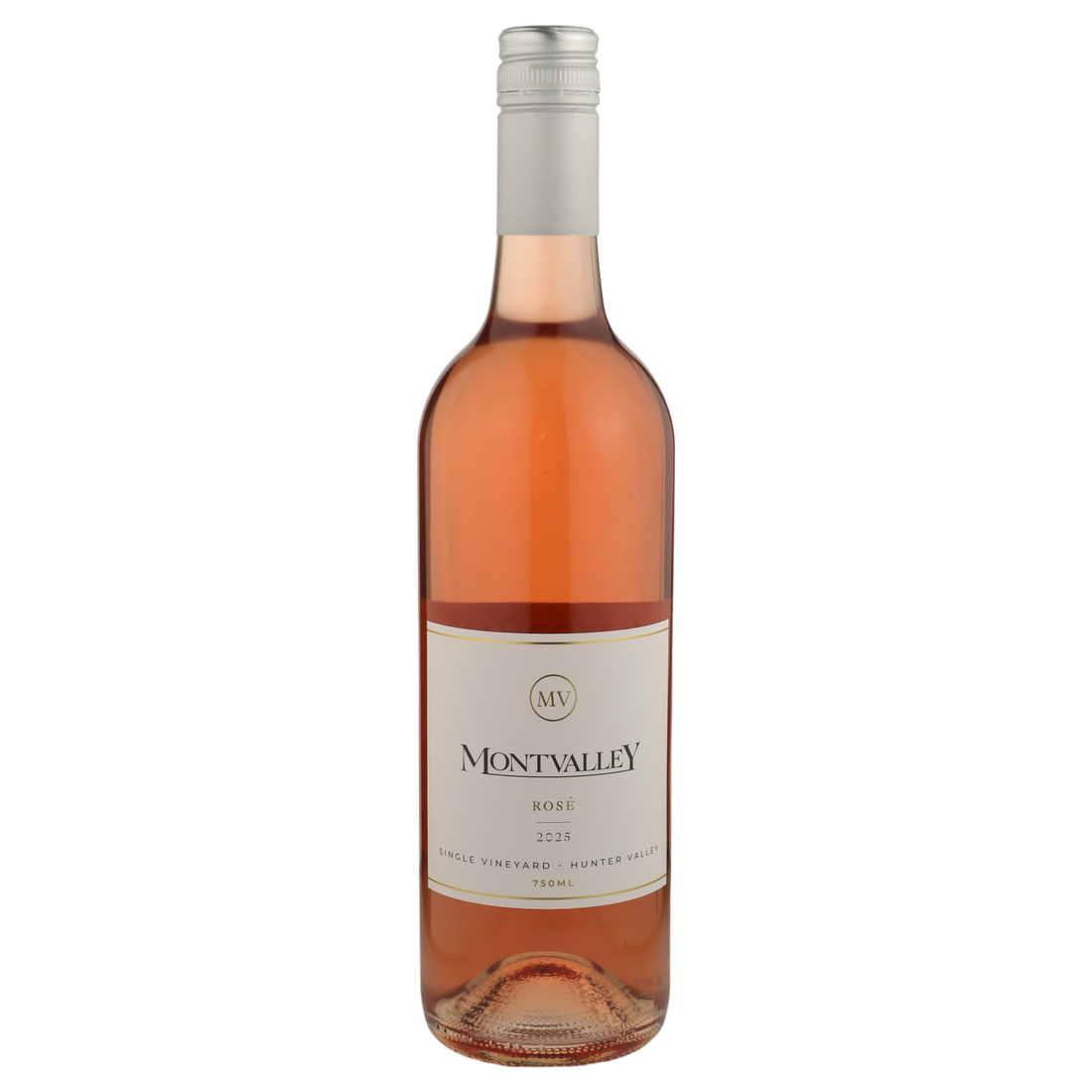 A bottle of 2025 Montvalley Single Vineyard Rose 750ml Rose Wine