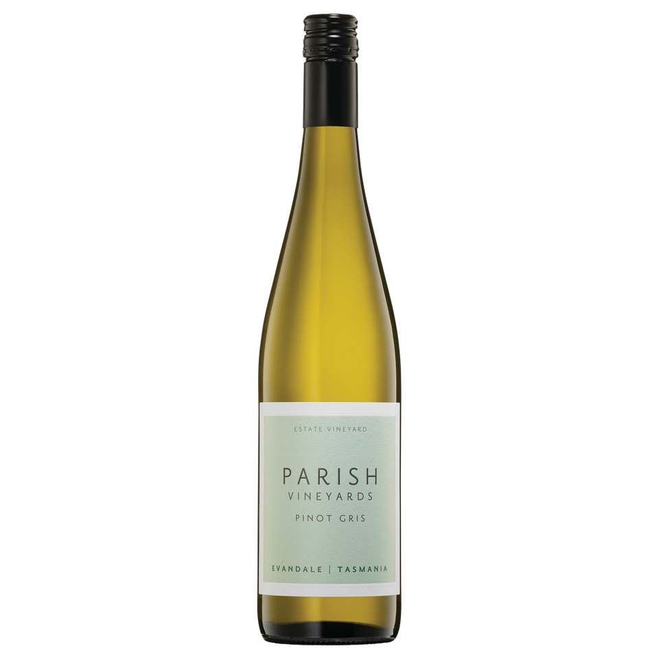 A bottle of 2025 Parish Vineyards Evandale Pinot Gris 750ml White Wine