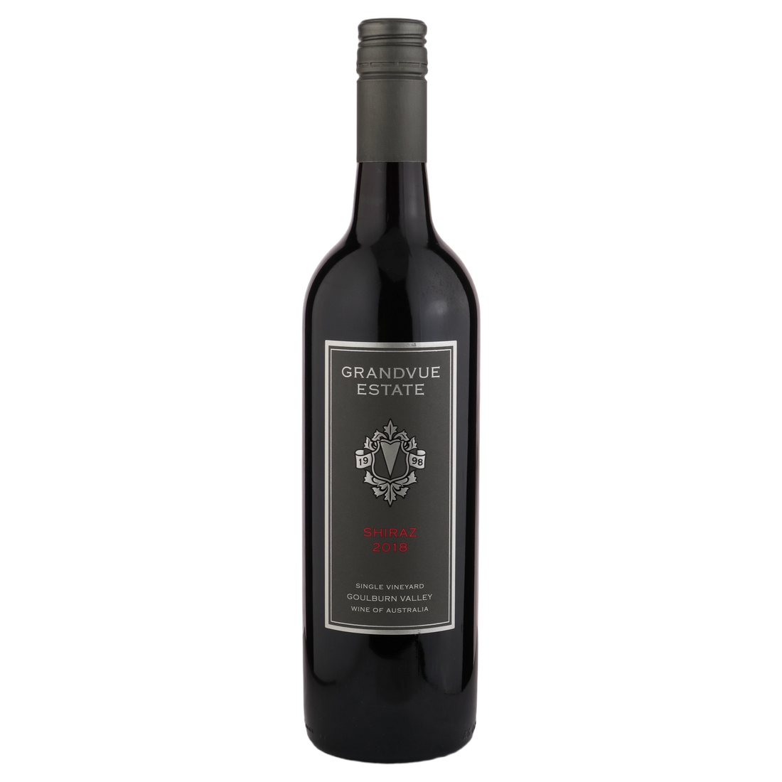 A bottle of 2018 Grandvue Estate Shiraz 750ml Red Wine
