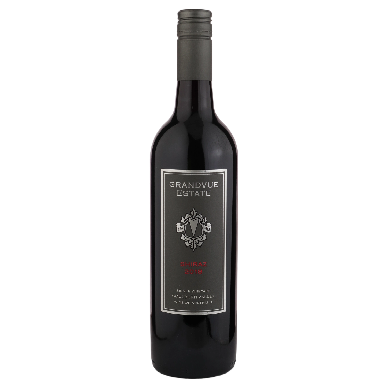 A bottle of 2018 Grandvue Estate Shiraz 750ml Red Wine