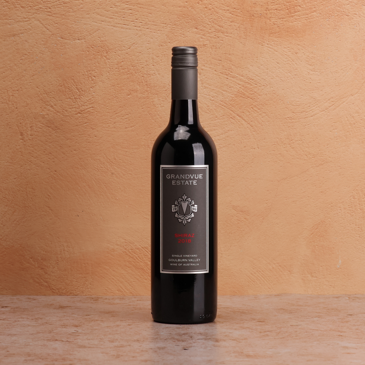 A bottle of Grandvue Estate Shiraz 2018 750ml Red Wine