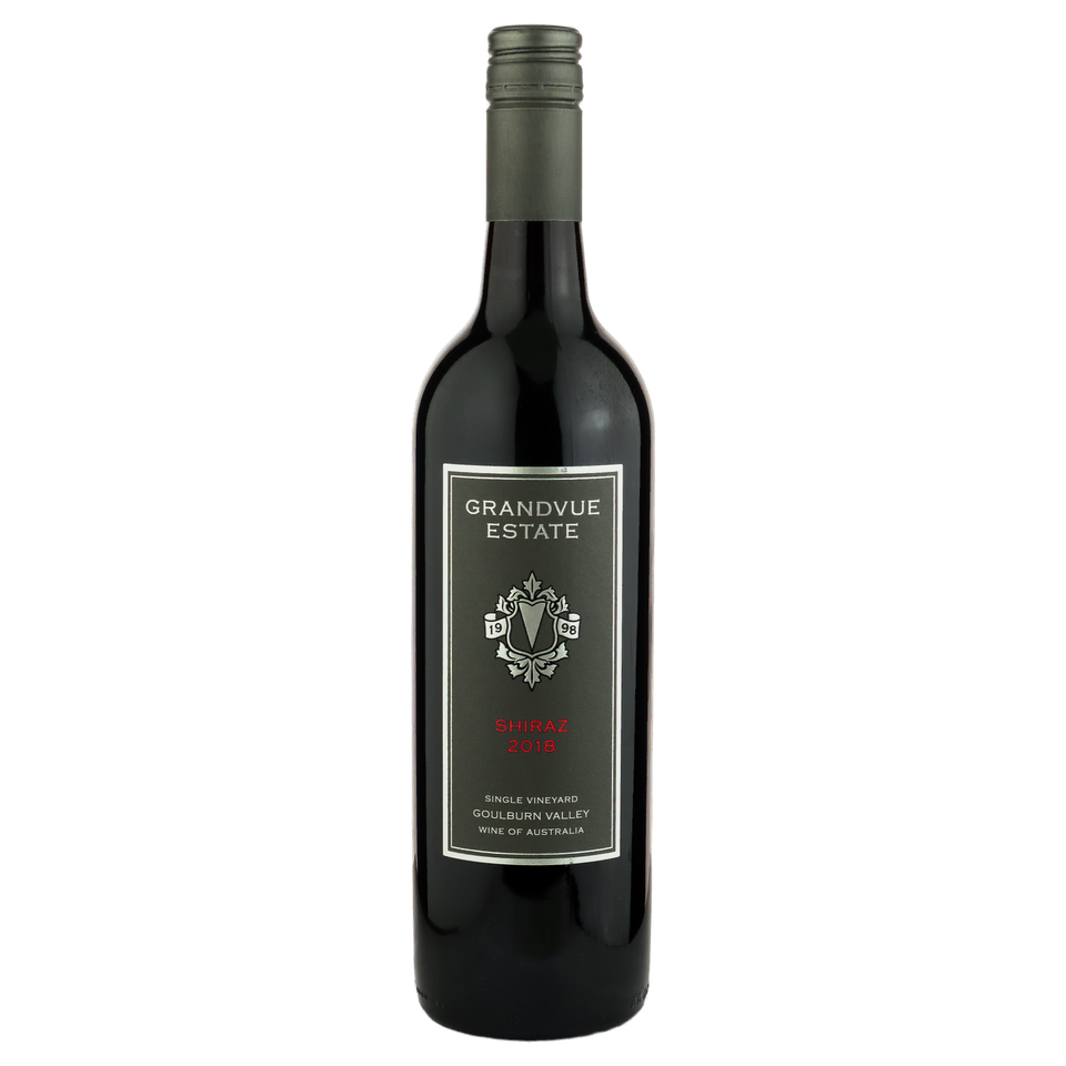 A bottle of Grandvue Estate Shiraz 2018 750ml Red Wine