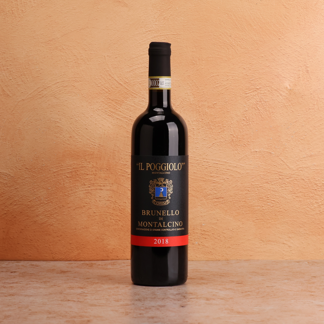 A bottle of 2018 Rodolfo Cosimi Il Poggiolo Brunello 750ml Red Wine
