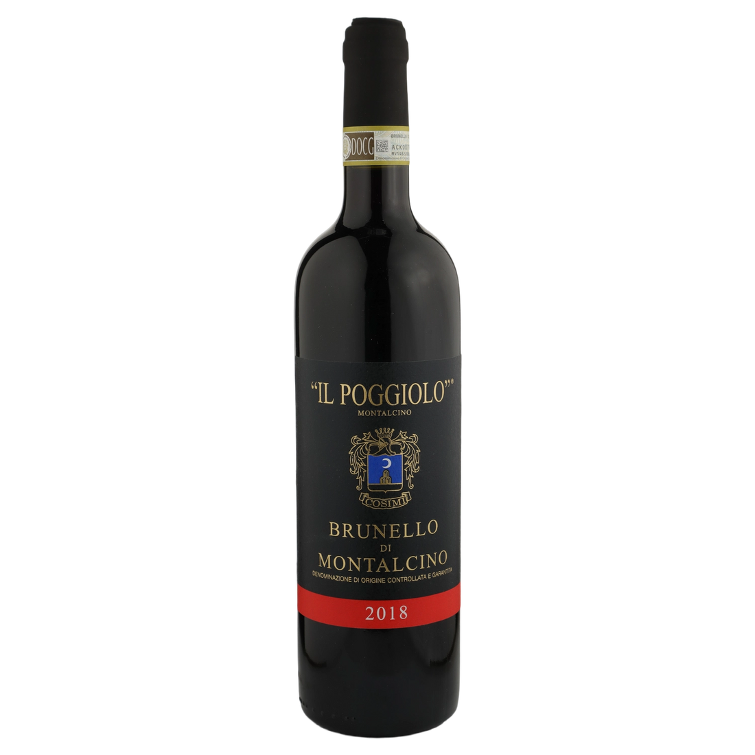 A bottle of 2018 Rodolfo Cosimi Il Poggiolo Brunello 750ml Red Wine